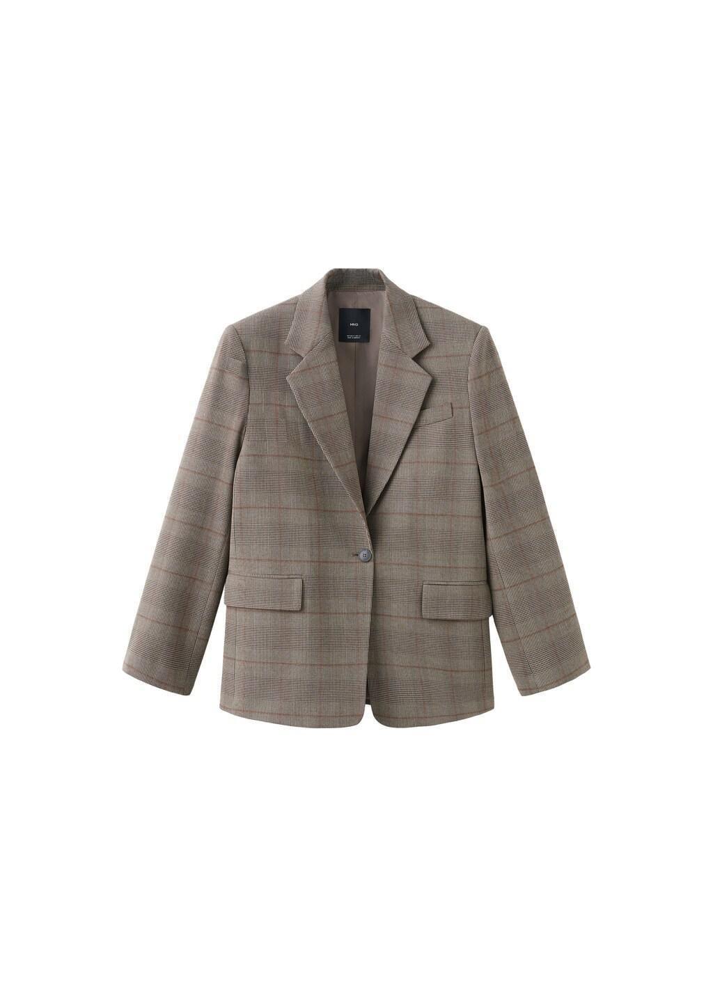 Brown Wool-Blend Check Jacket, Brown, large image number 5
