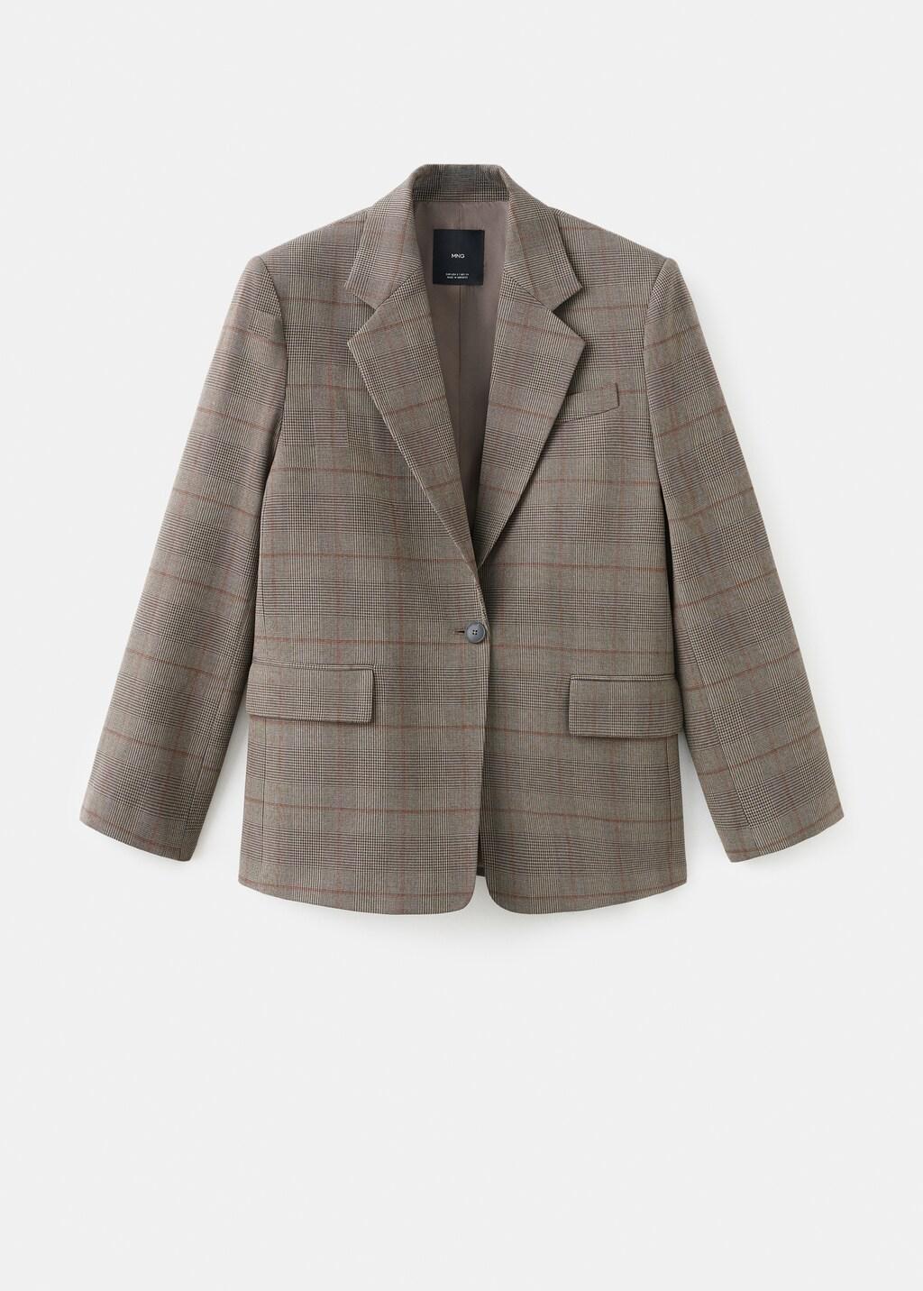 Brown Wool-Blend Check Jacket, Brown, large image number 6