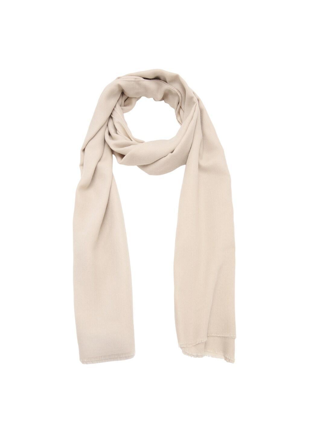 Beige Frayed Edge Scarf, Light Beige, large image number 1
