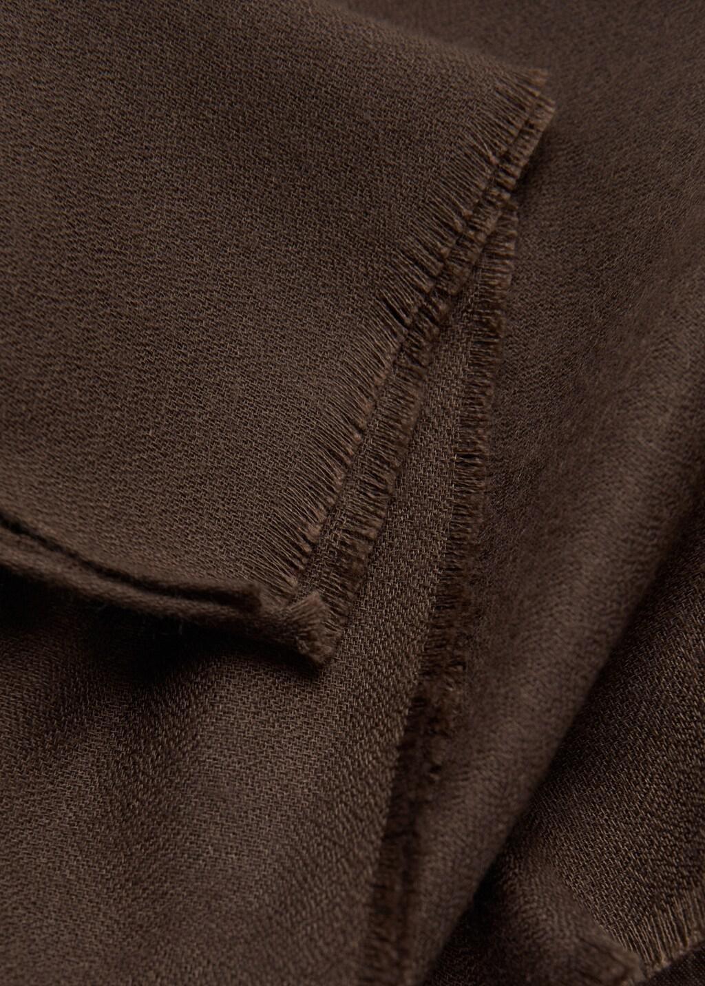 Brown Frayed Edge Scarf, Dark Brown, large image number 0