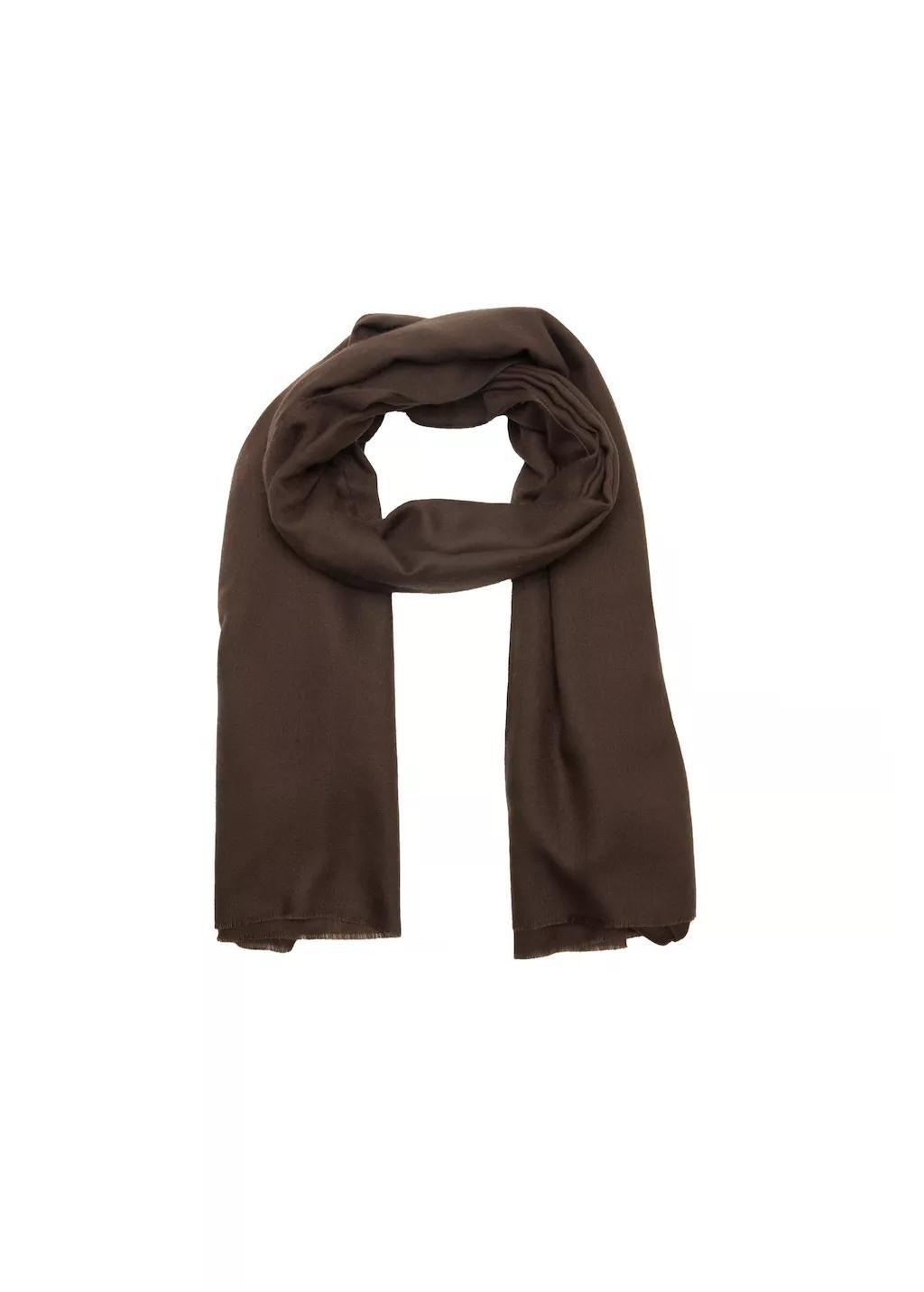 Brown Frayed Edge Scarf, Dark Brown, large image number 1