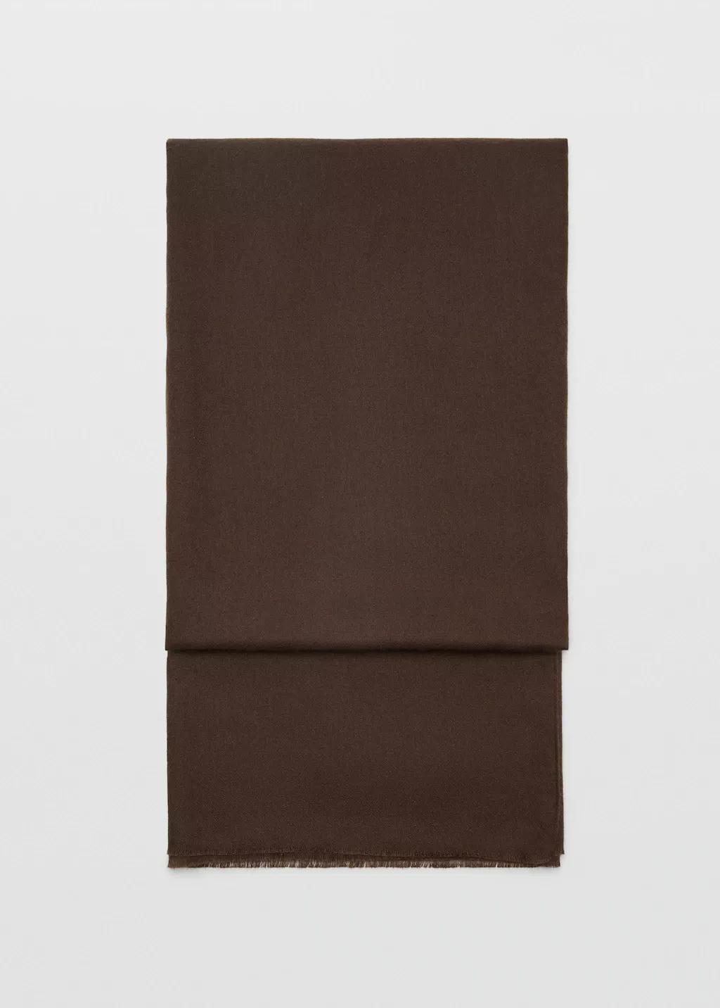 Brown Frayed Edge Scarf, Dark Brown, large image number 2