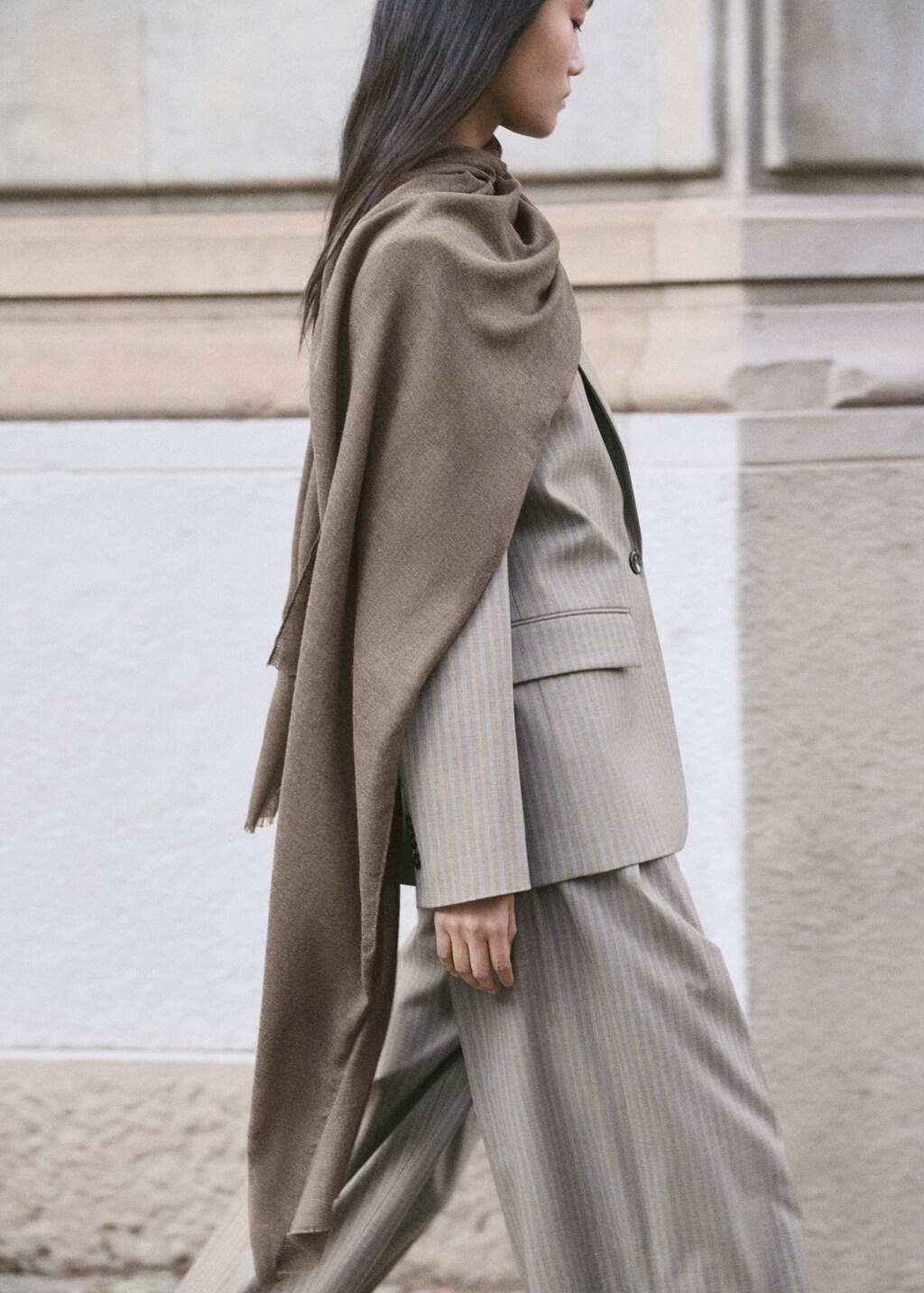 Brown Frayed Edge Scarf, Medium Brown, large image number 0