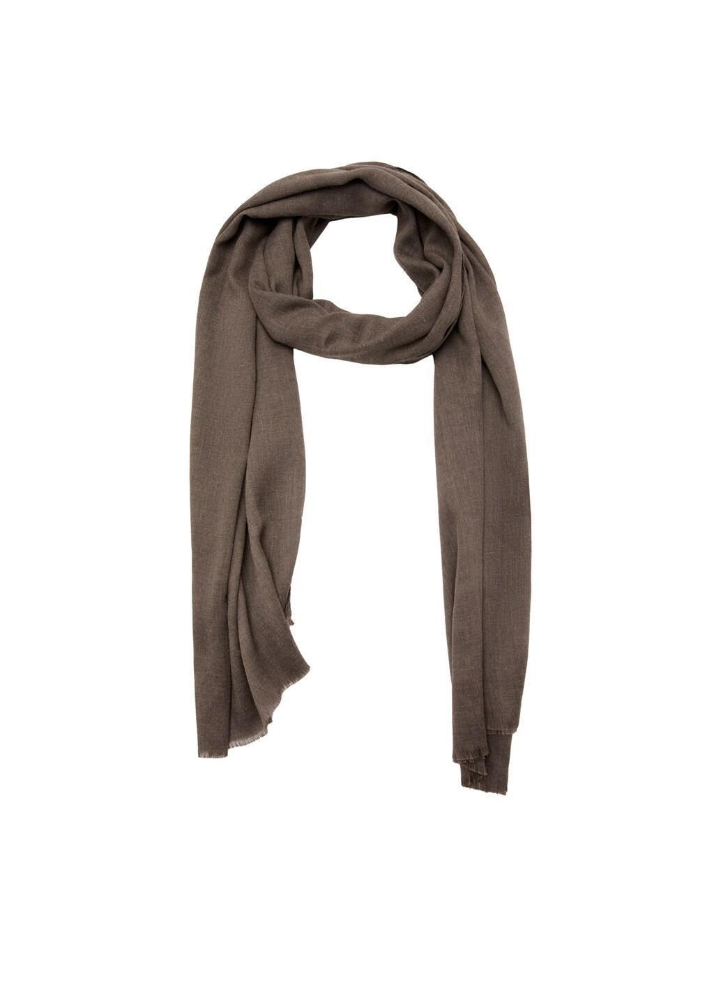 Brown Frayed Edge Scarf, Medium Brown, large image number 2