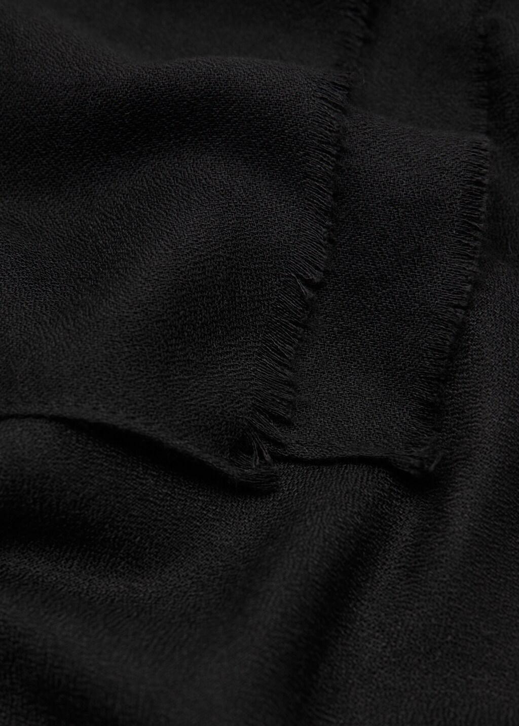 Black Frayed Edge Scarf, Black, large image number 0
