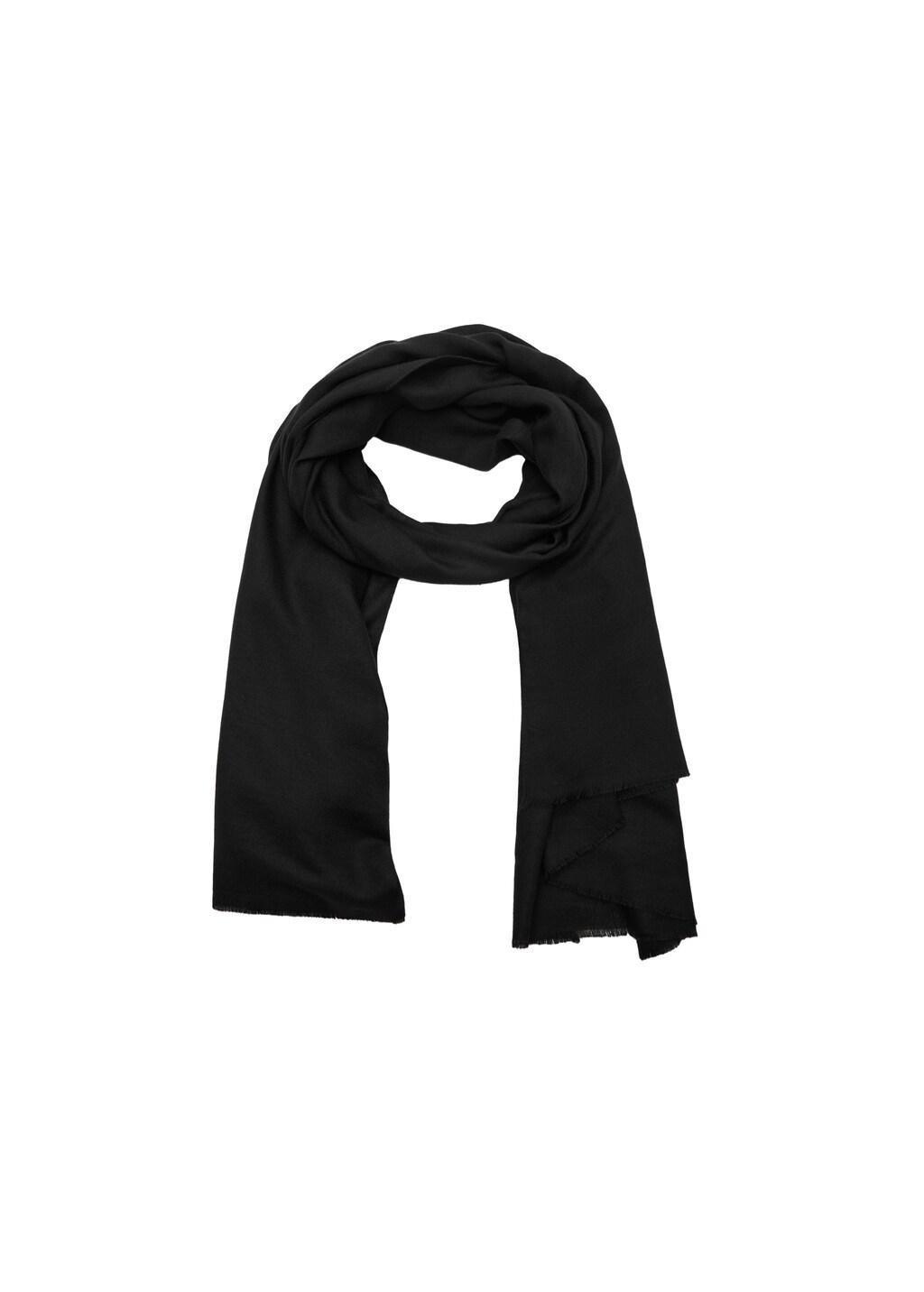 Black Frayed Edge Scarf, Black, large image number 1