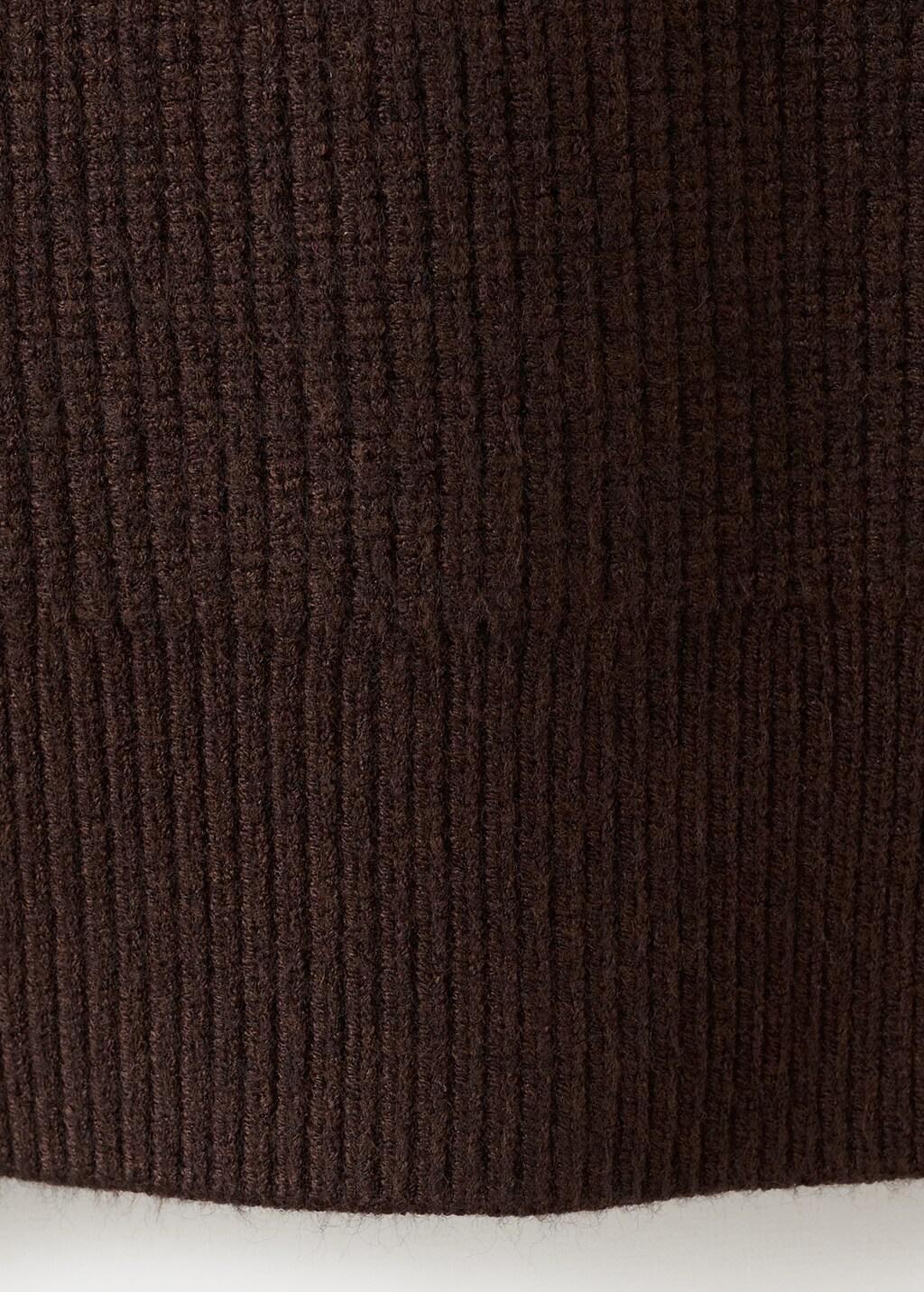 Brown Sweater With Contrasting Zip Collar, Dark Brown, large image number 5