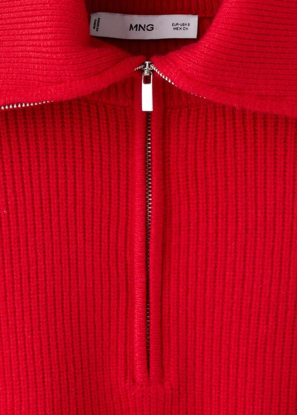 Red Sweater With Contrasting Zip Collar, Red, large image number 1