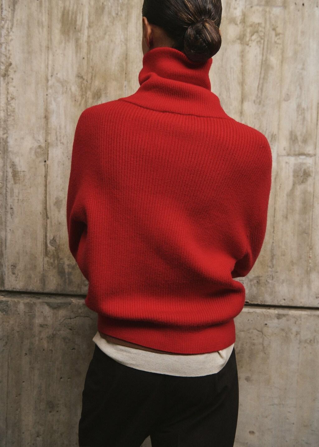 Red Sweater With Contrasting Zip Collar, Red, large image number 2