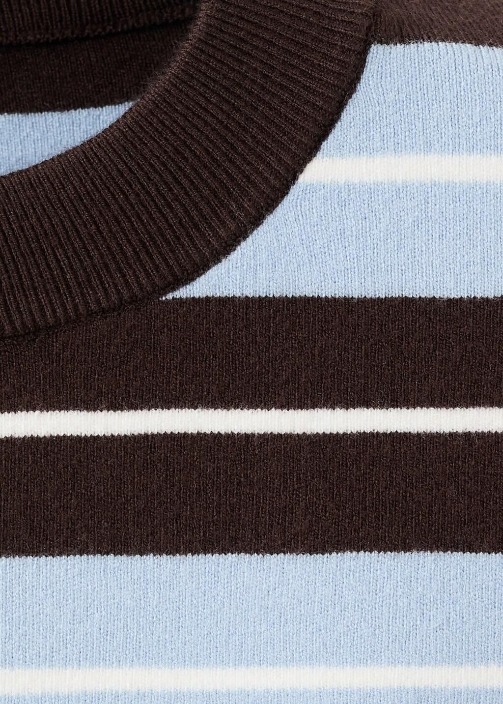 Brown Oversized Striped Sweater, Dark Brown, large image number 1