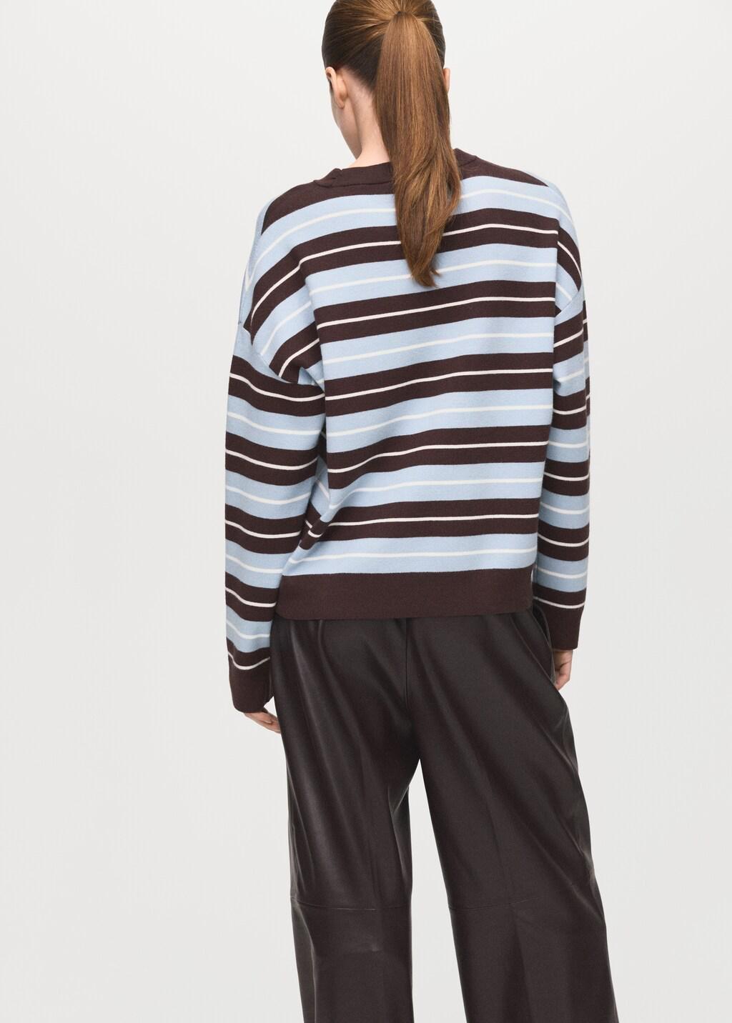 Brown Oversized Striped Sweater, Dark Brown, large image number 2