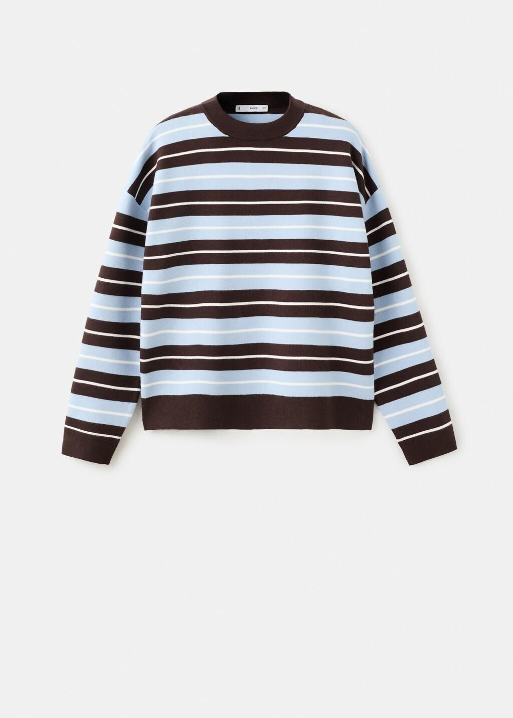 Brown Oversized Striped Sweater, Dark Brown, large image number 6