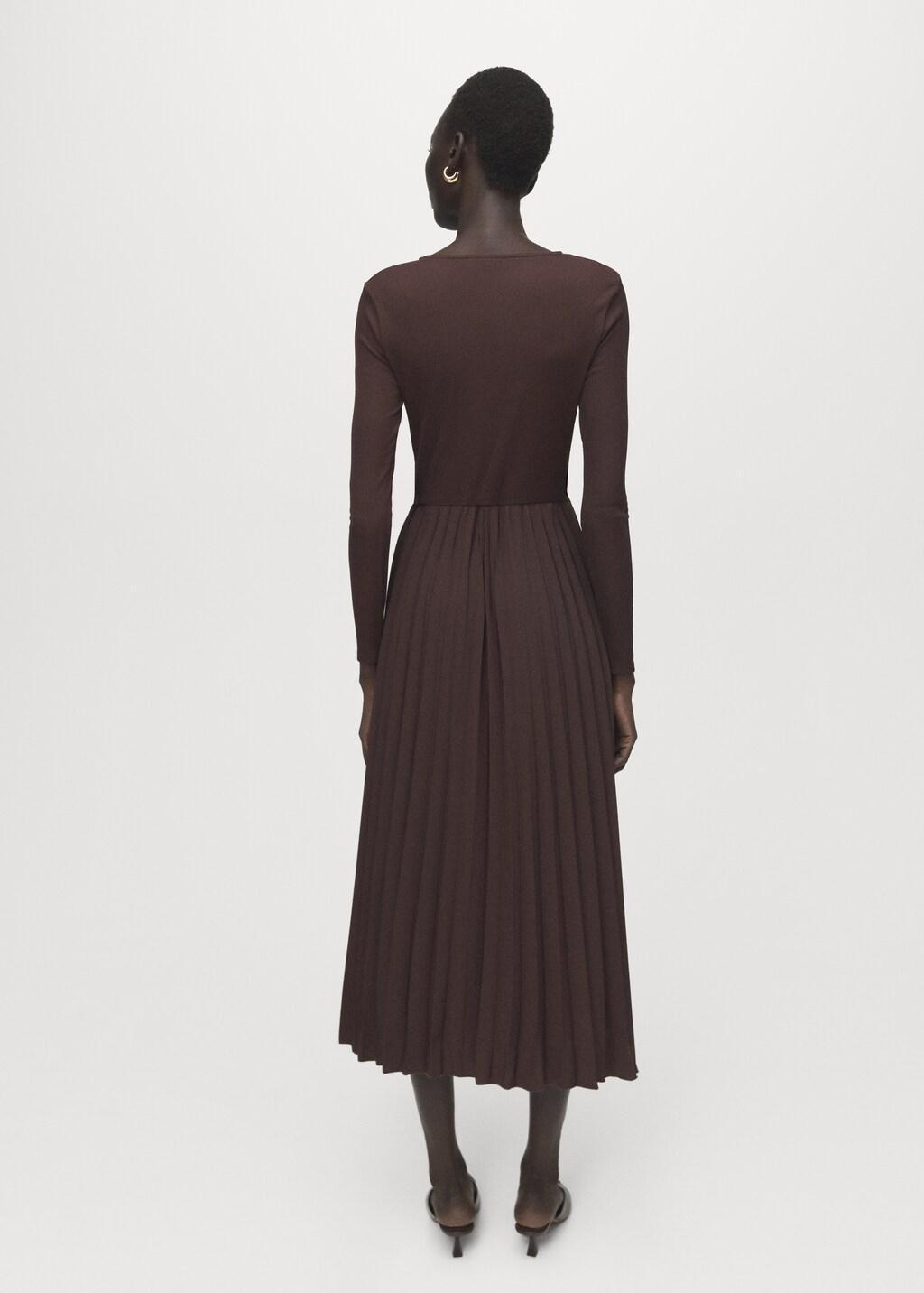Brown Flared Midi-Dress With Belt, 0201_32, large image number 2