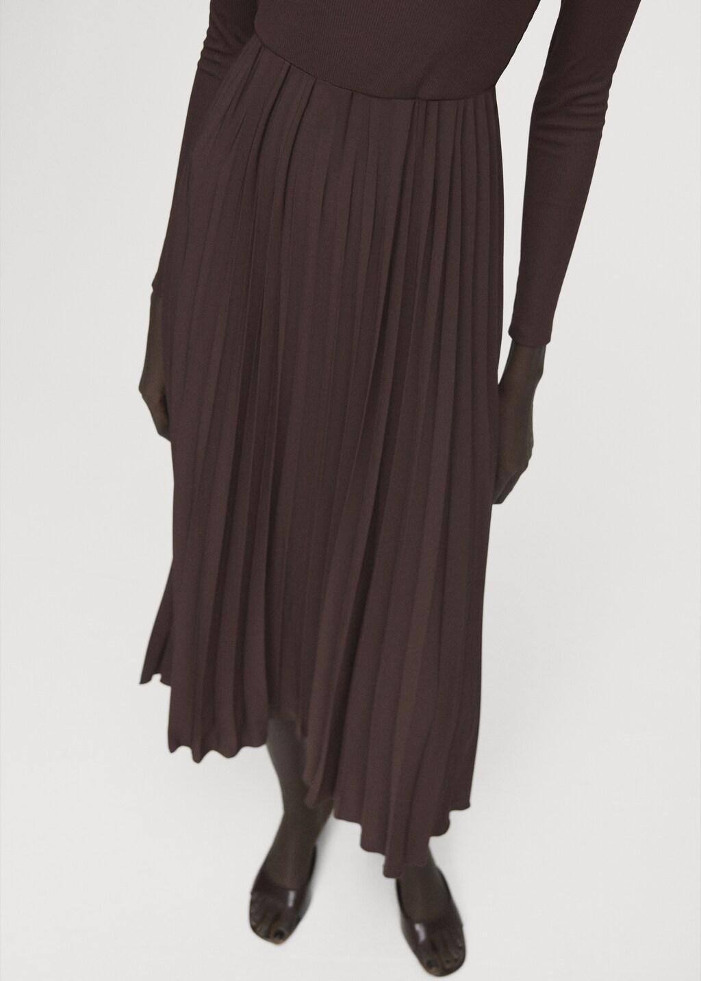 Brown Flared Midi-Dress With Belt, 0201_32, large image number 4