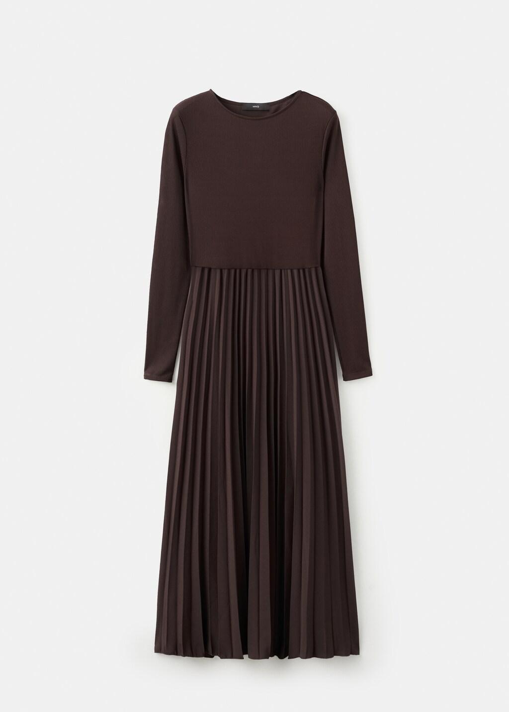 Brown Flared Midi-Dress With Belt, 0201_32, large image number 7