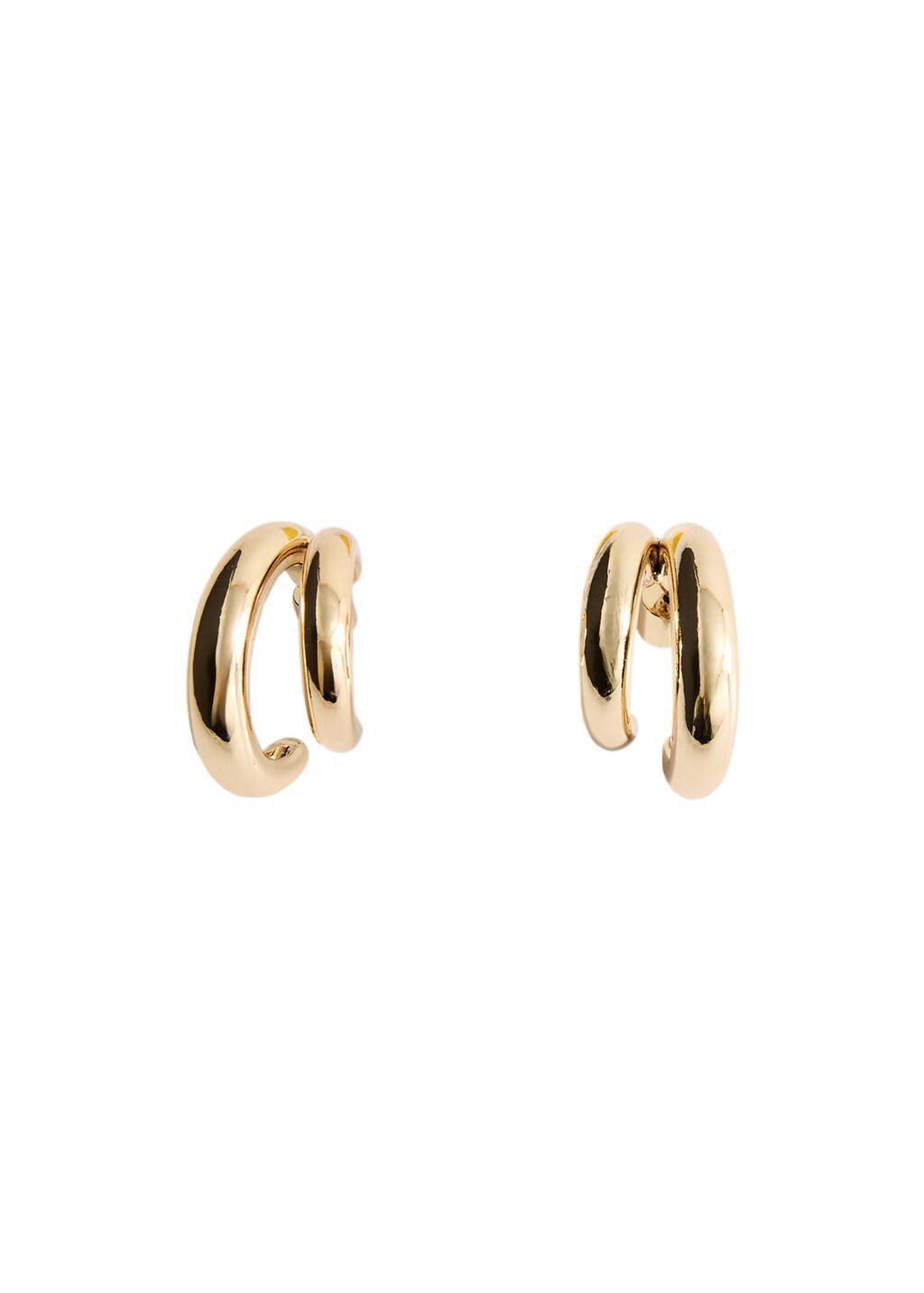Gold Double Hoop Earrings, Gold, large image number 2