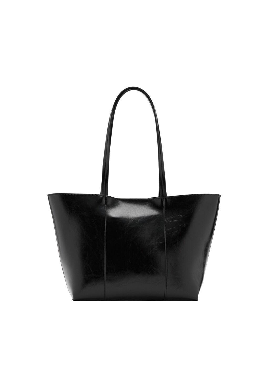 Black Medium Shopper Bag, Black, medium