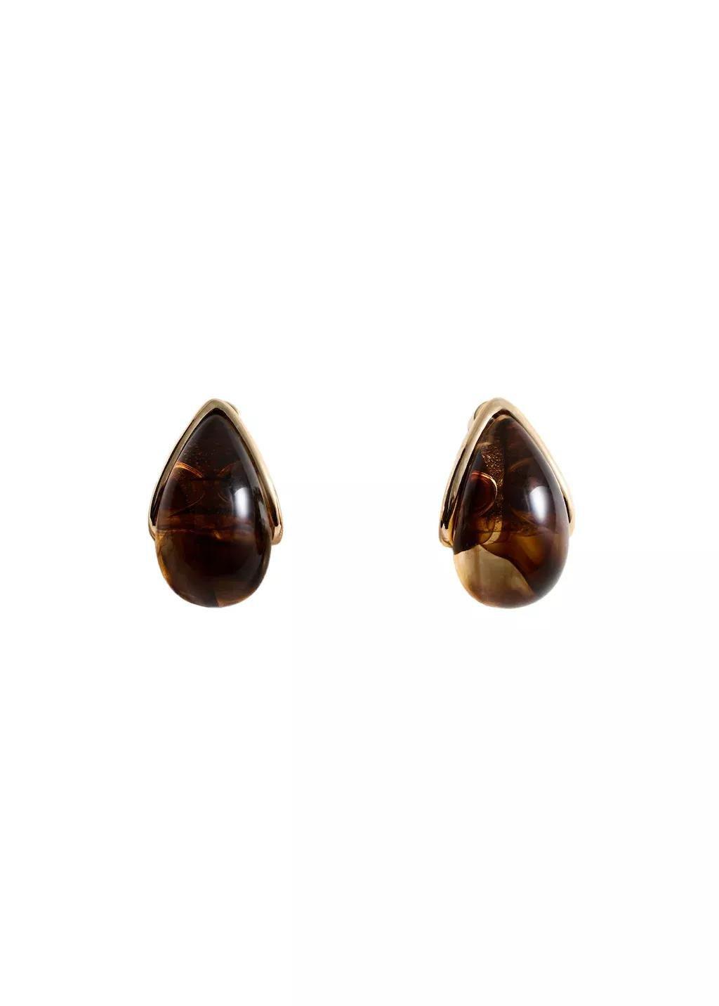 Gold Resin Drop Earrings, 0201_OR, large image number 3