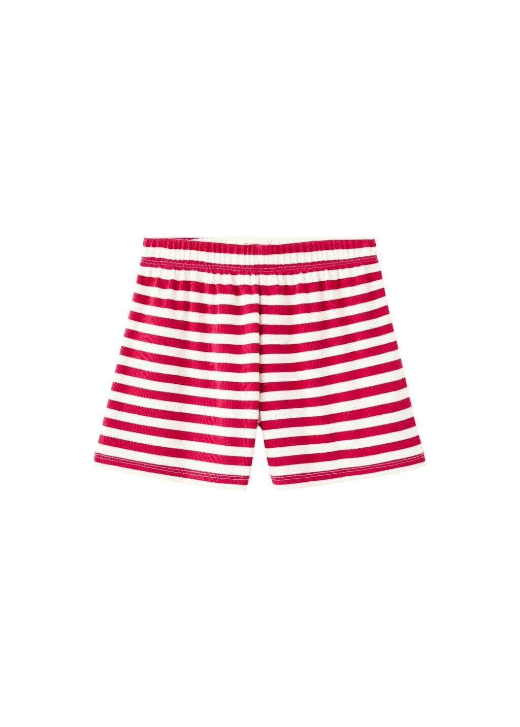 Red Ribbed Striped Shorts, Kids Girls, Red, large image number 4
