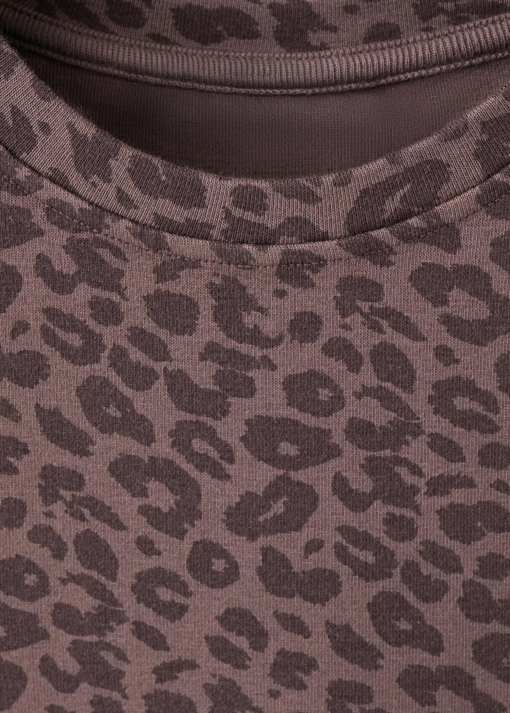 Brown Animal Print T-Shirt, Kids Girls, Dark Brown, medium