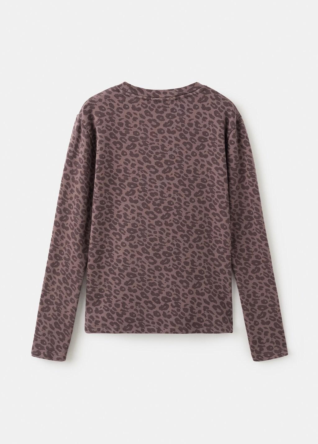 Brown Animal Print T-Shirt, Kids Girls, Dark Brown, medium