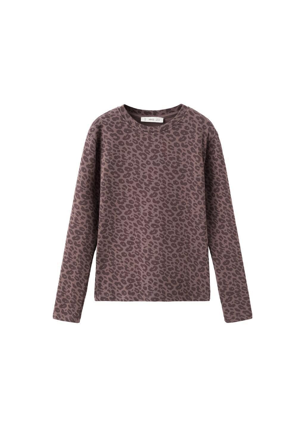 Brown Animal Print T-Shirt, Kids Girls, Dark Brown, large image number 5