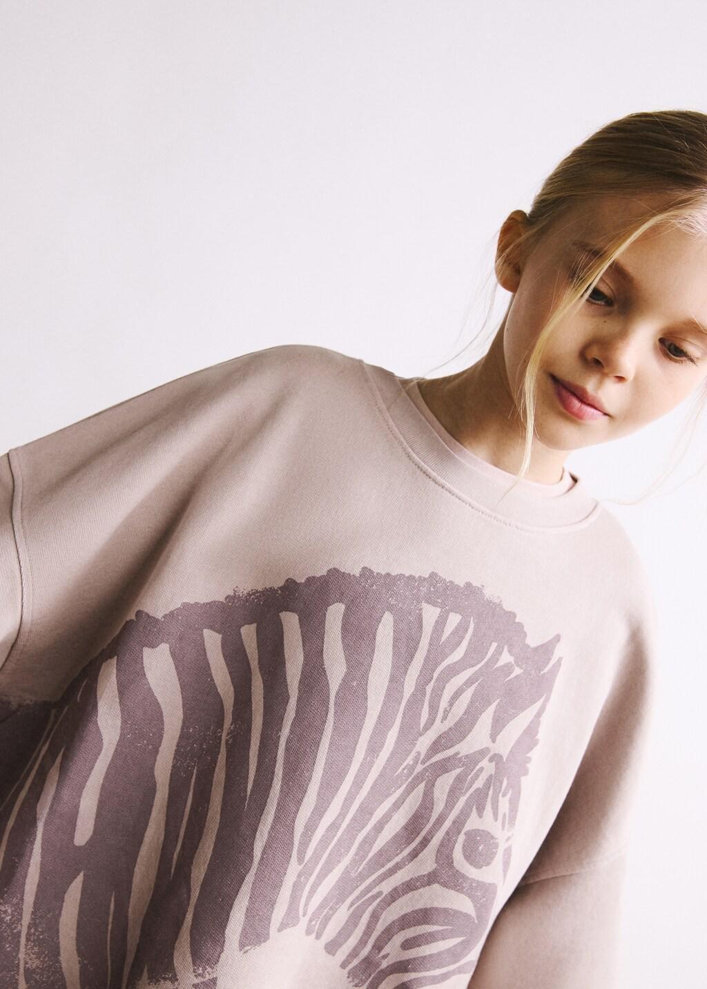 Pink Oversized Printed Sweatshirt, Kids Girls, Pink, medium