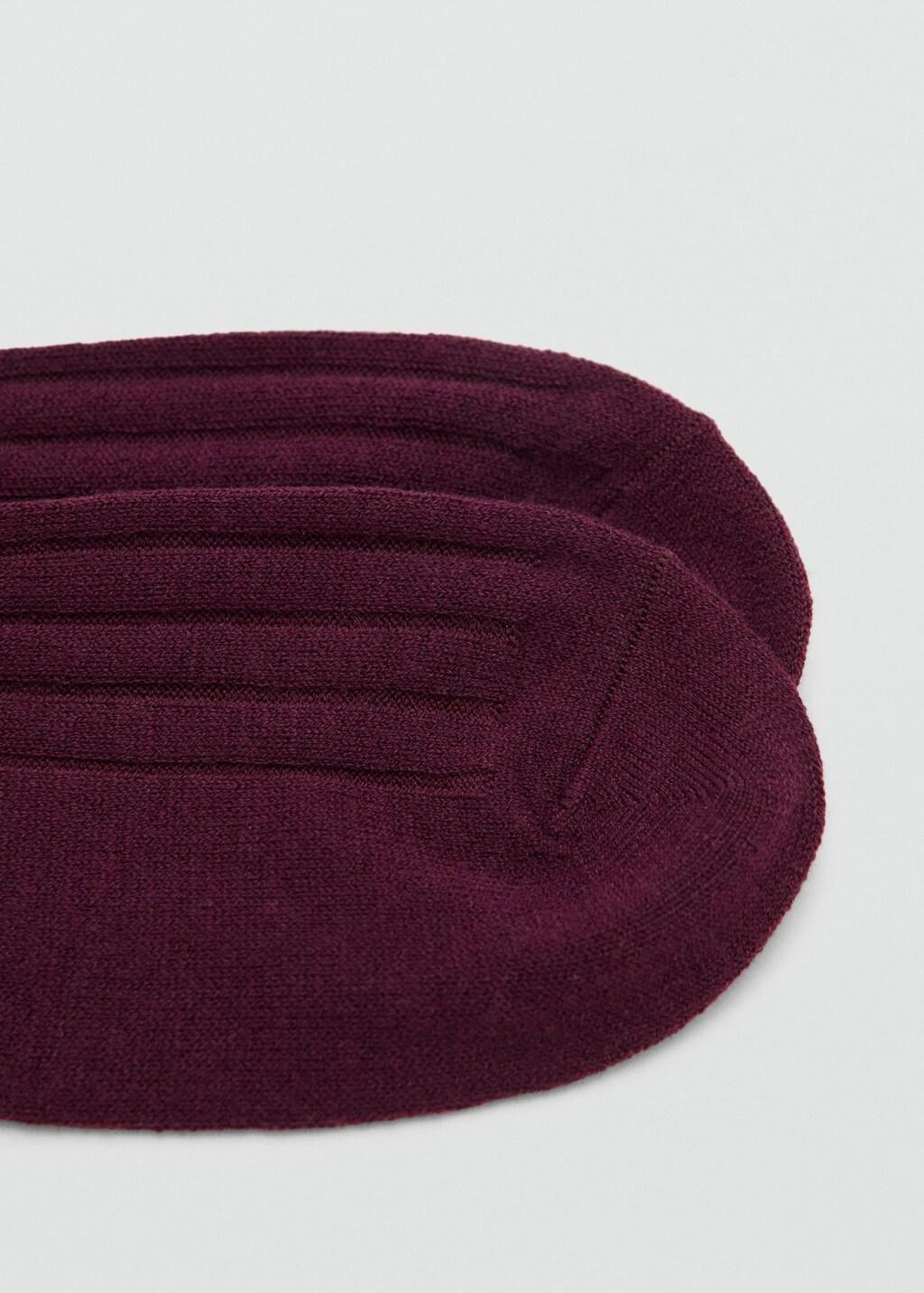 Red Ribbed Wool Blend Socks, Dark Red, large image number 0