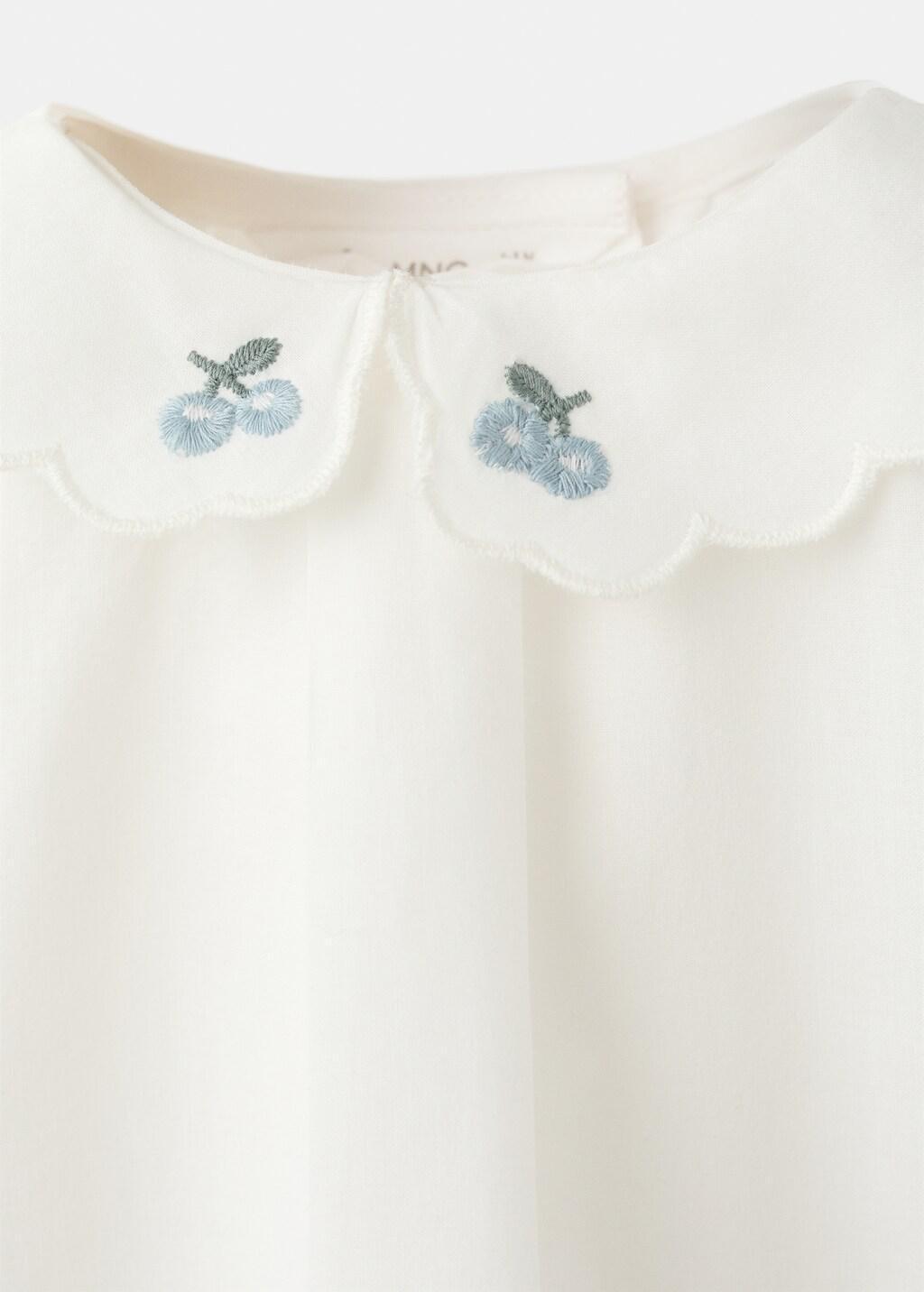 White Embroidered Blouse With Scalloped Details, Baby Girls, Natural White, medium