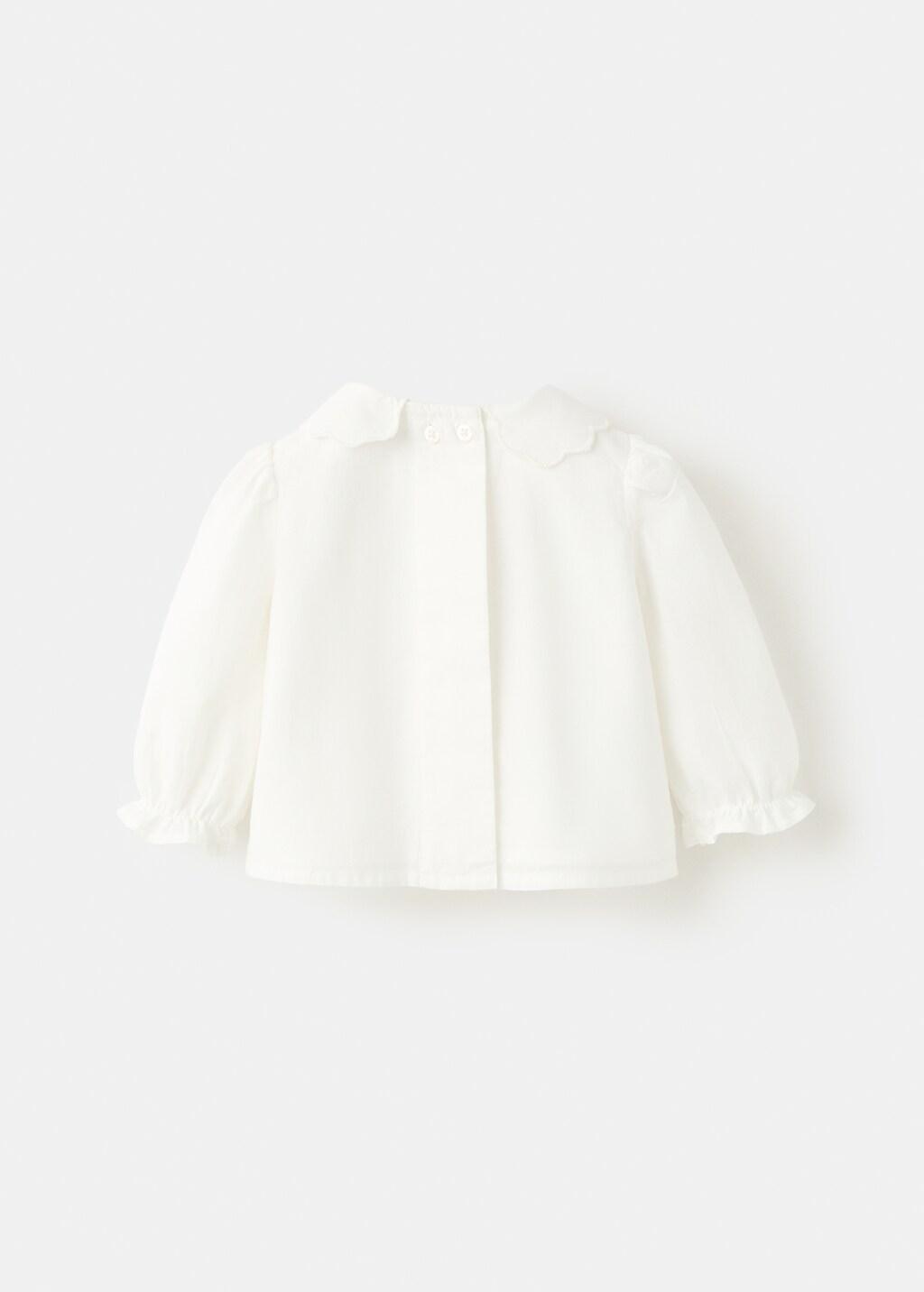 White Embroidered Blouse With Scalloped Details, Baby Girls, Natural White, large image number 1