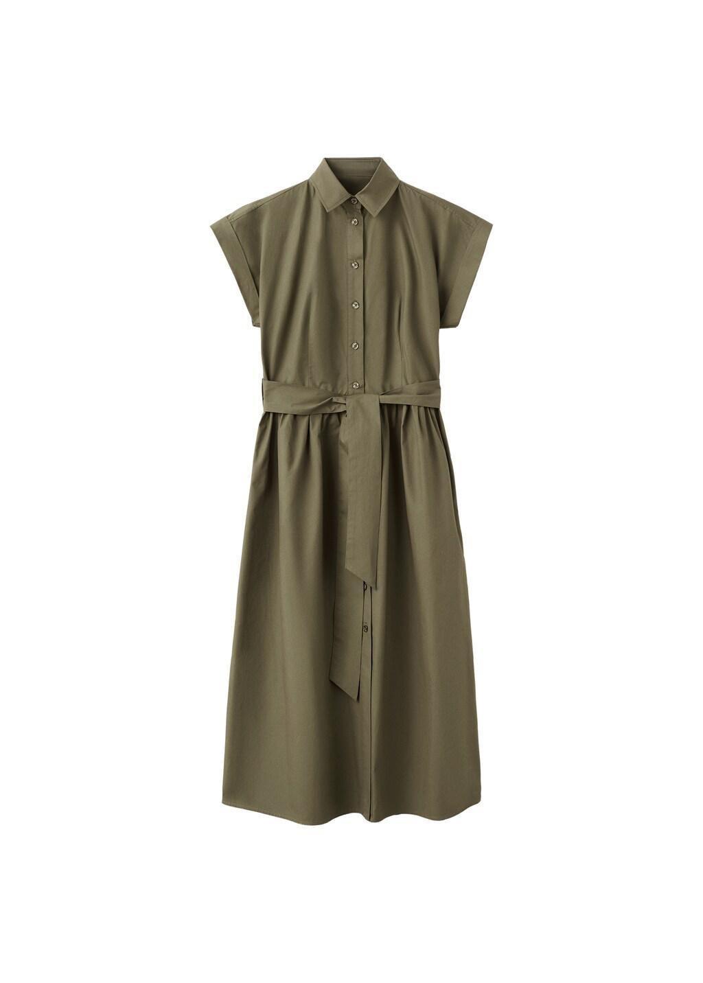 Khaki Belt Shirt Dress, Beige - Khaki, large image number 6