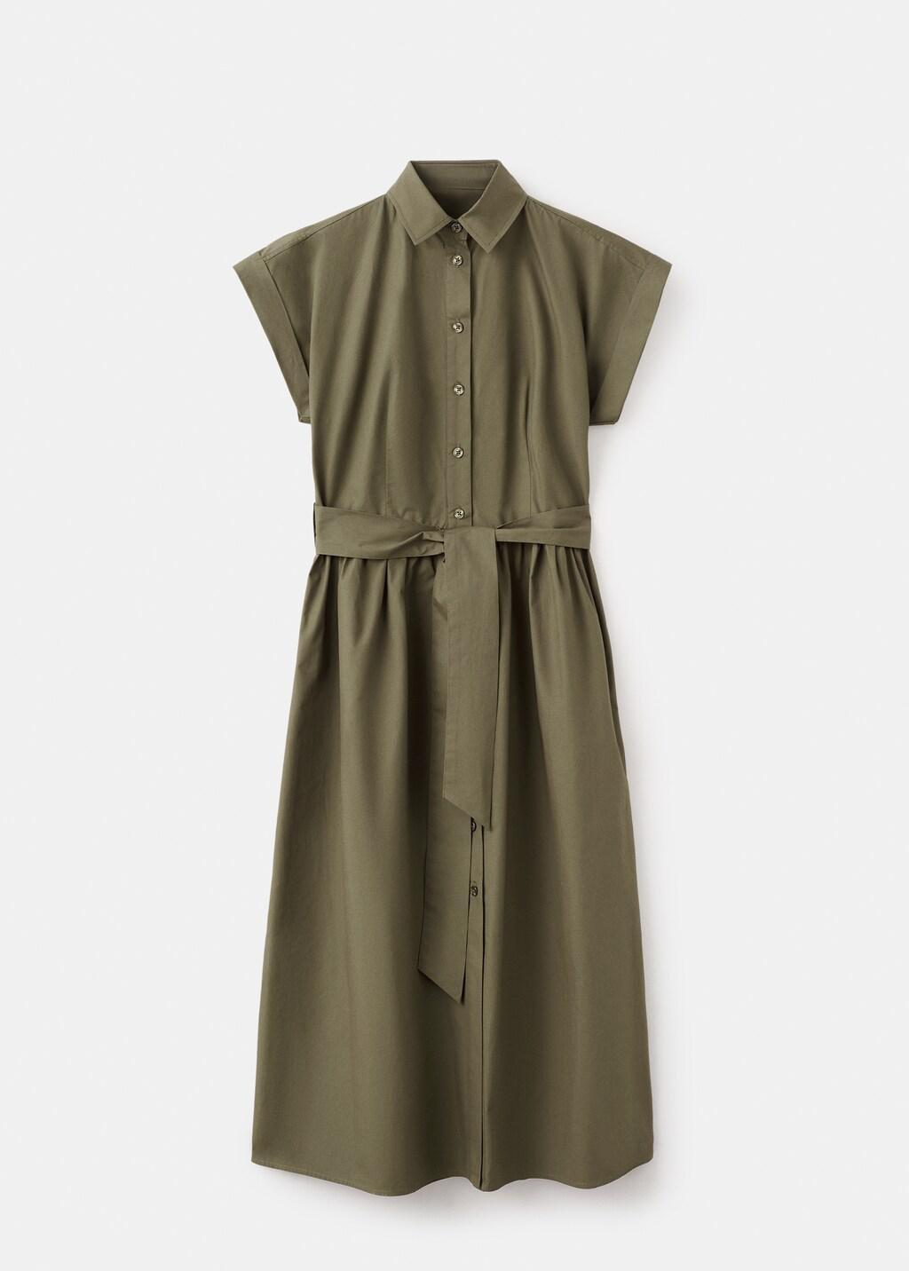 Khaki Belt Shirt Dress, Beige - Khaki, large image number 7