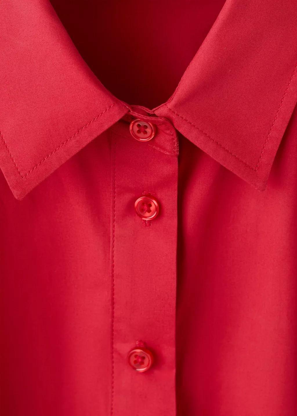 Khaki Belt Shirt Dress, Red, large image number 1