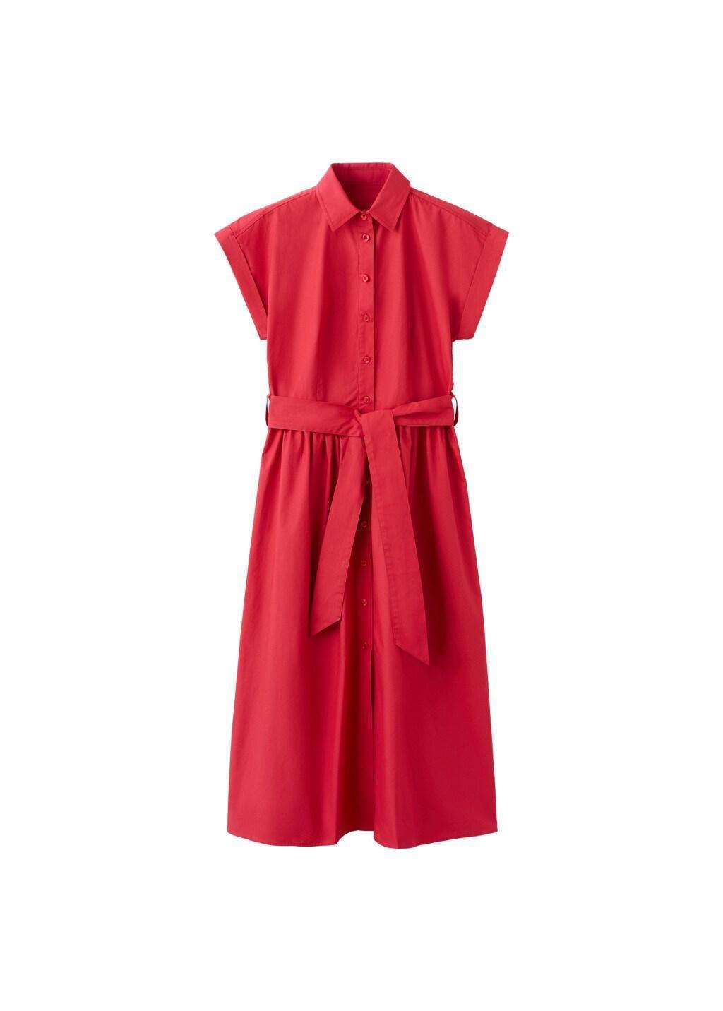 Khaki Belt Shirt Dress, Red, large image number 6