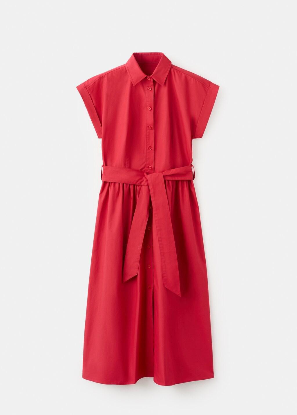 Khaki Belt Shirt Dress, Red, large image number 7