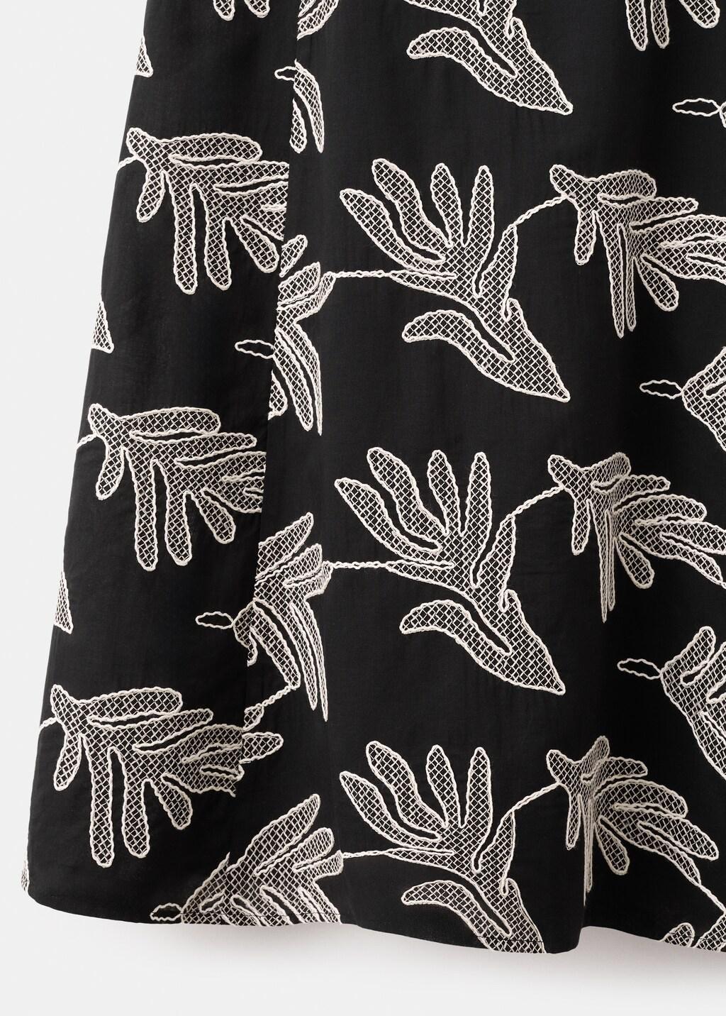 Black Floral Embroidery Dress, Black, large image number 1