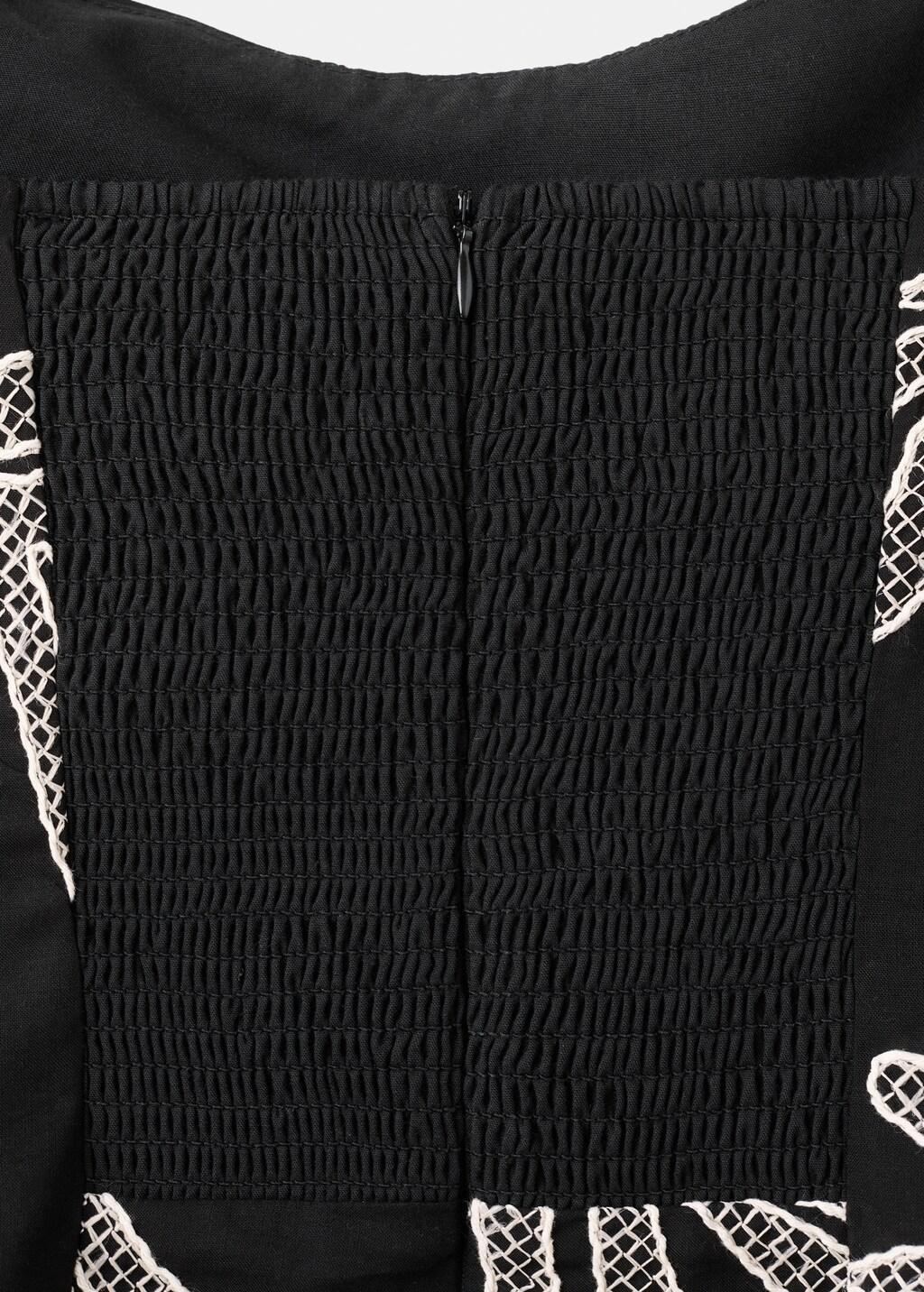 Black Floral Embroidery Dress, Black, large image number 5