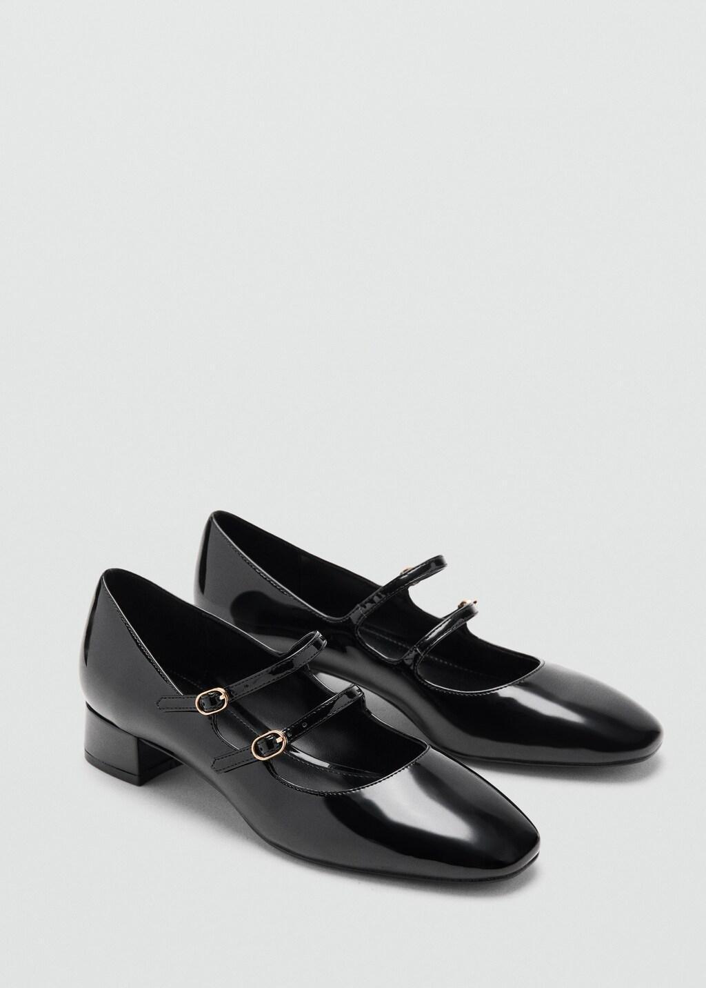 Black Patent Leather Shoes With Buckle, Black, medium