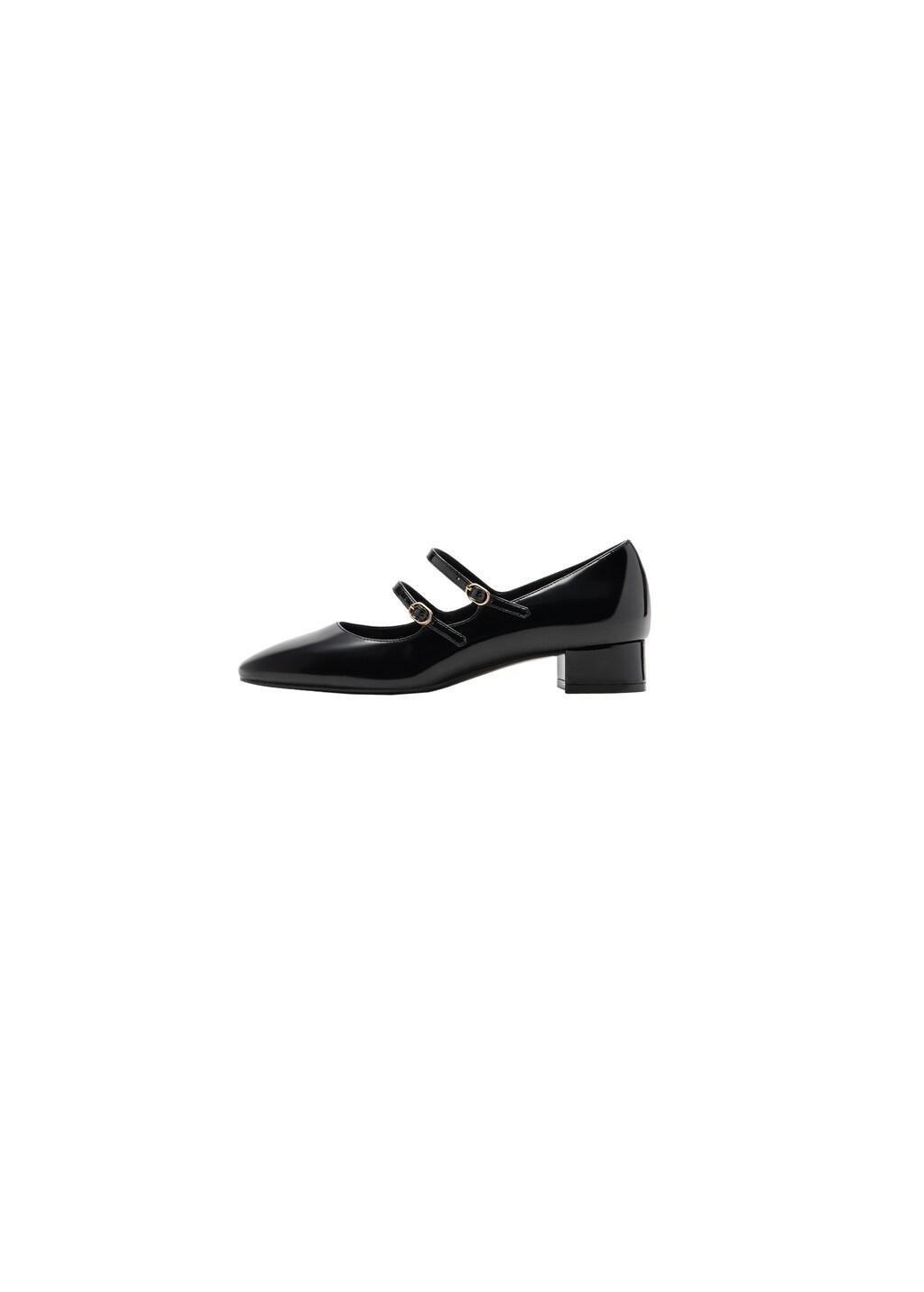 Black Patent Leather Shoes With Buckle, Black, medium