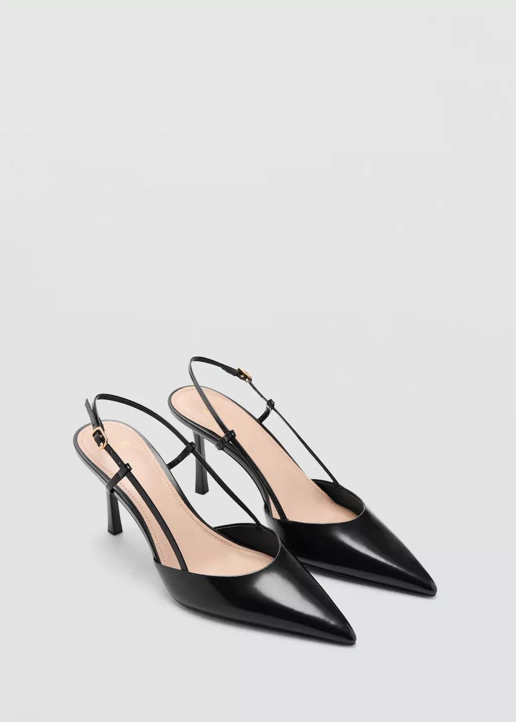 Black Pointed-Toe Leather Heeled Shoes, 0201_99, medium