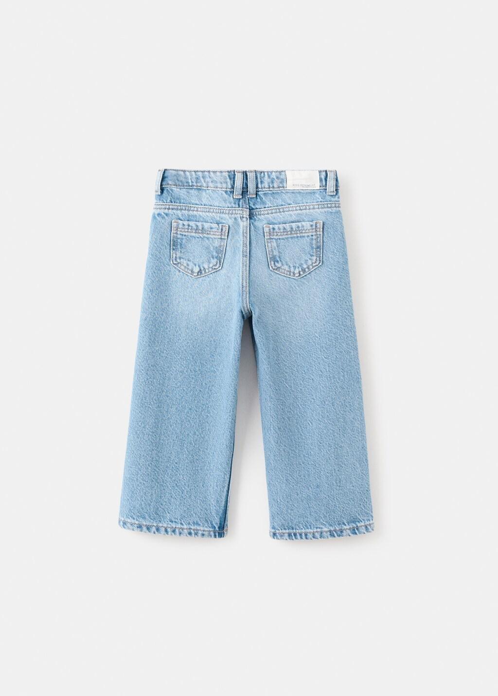 Blue Wide Leg Long Jeans, Baby Girl, Open Blue, medium