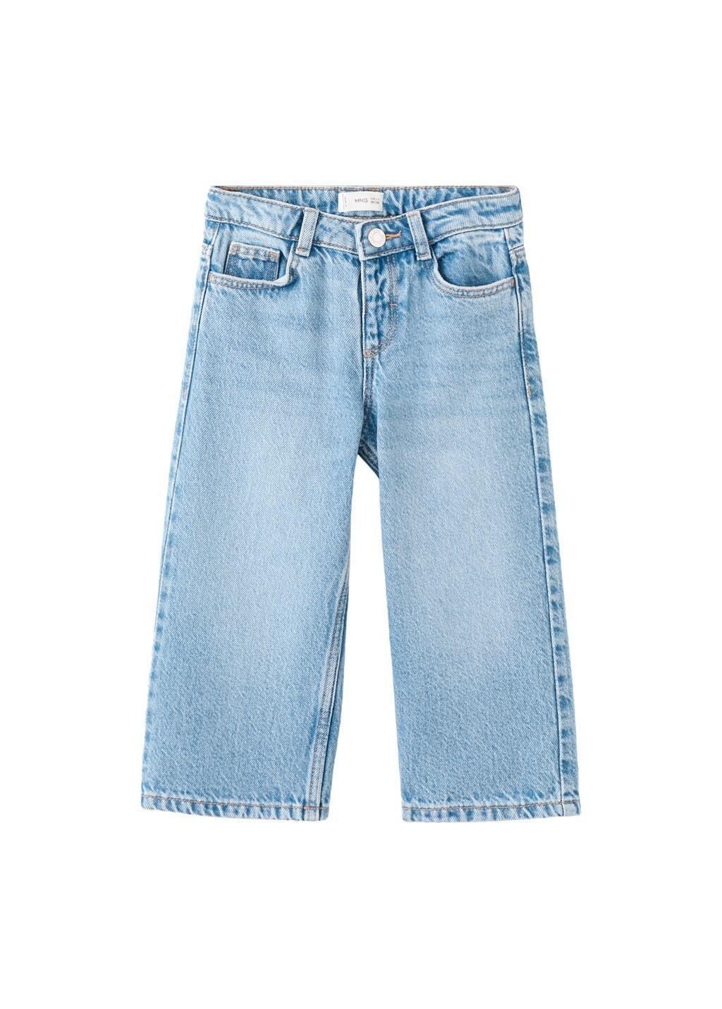 Blue Wide Leg Long Jeans, Baby Girl, Open Blue, large image number 4