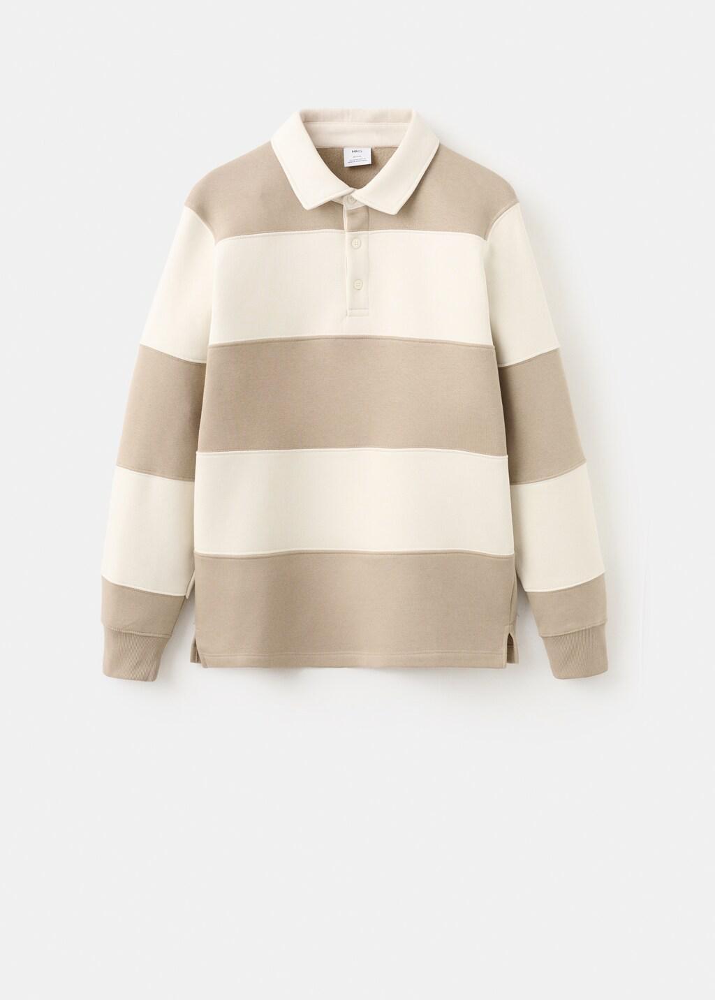 Brown Striped Polo Sweatshirt, Medium Brown, large image number 8