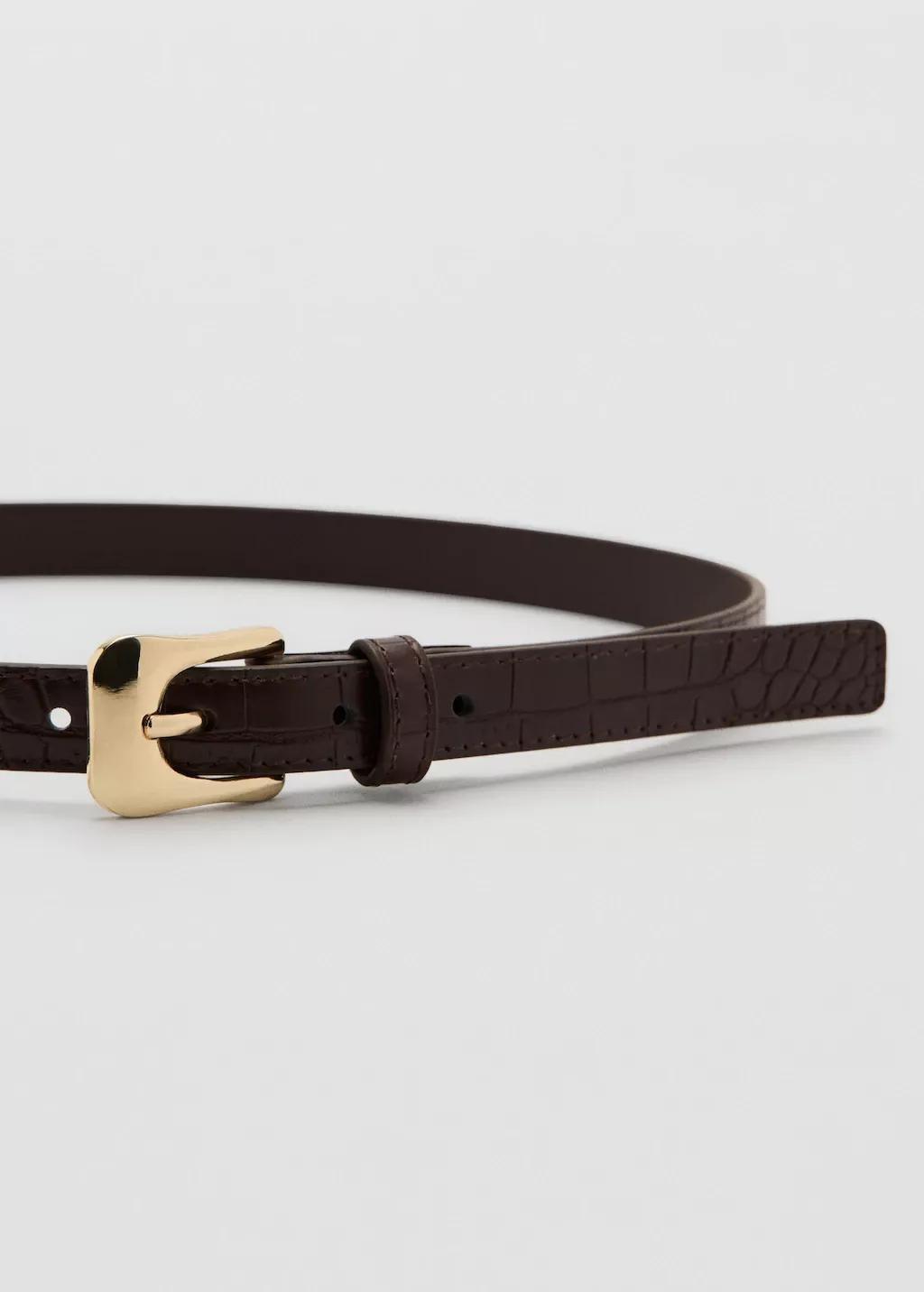 DARK BROWN Croco faux-leather belt, 0201_32, large image number 1