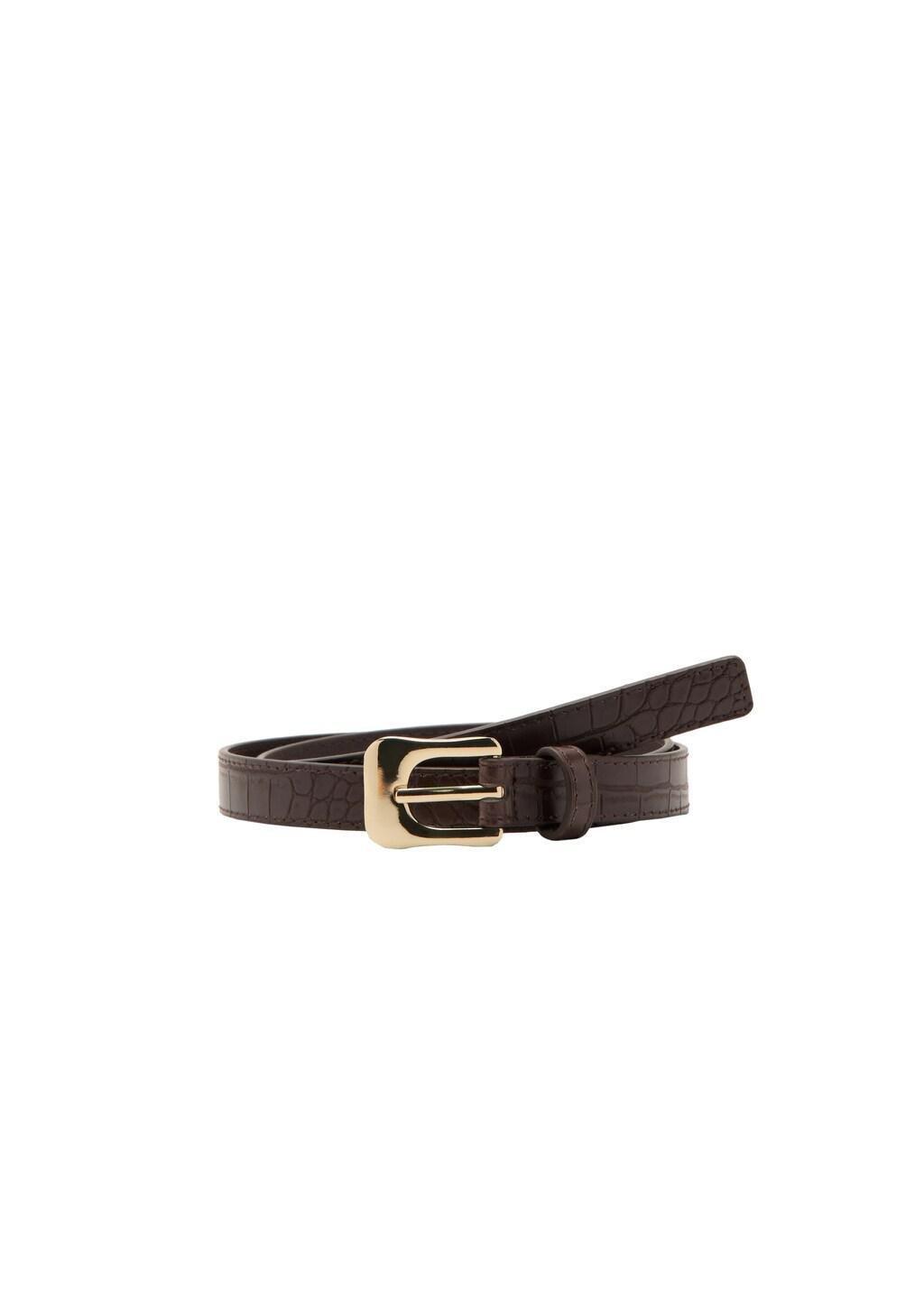 DARK BROWN Croco faux-leather belt, 0201_32, large image number 2