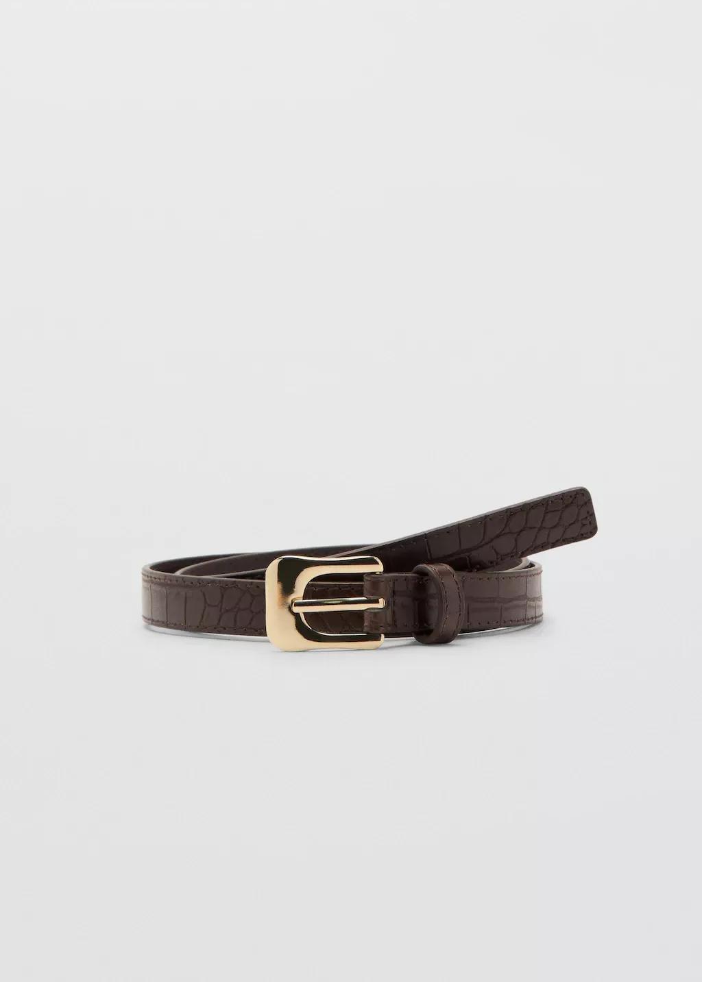 DARK BROWN Croco faux-leather belt, 0201_32, large image number 3
