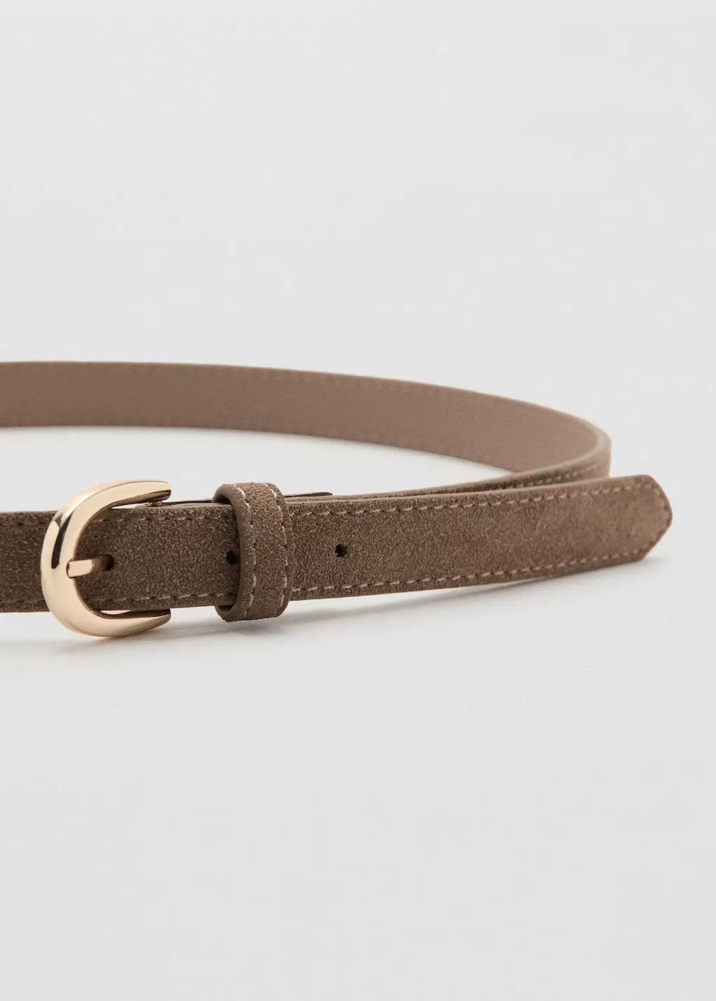 Brown Suede Leather Belt, 0201_35, medium