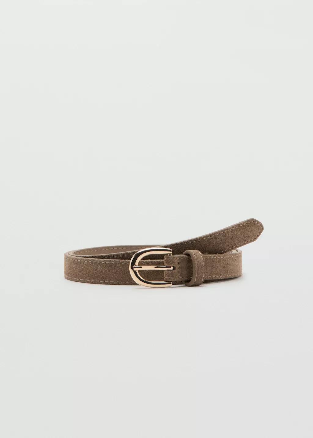 Brown Suede Leather Belt, 0201_35, large image number 4