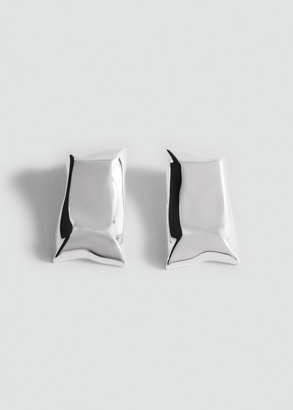 Silver Irregular Metallic Earrings, Silver, large image number 4