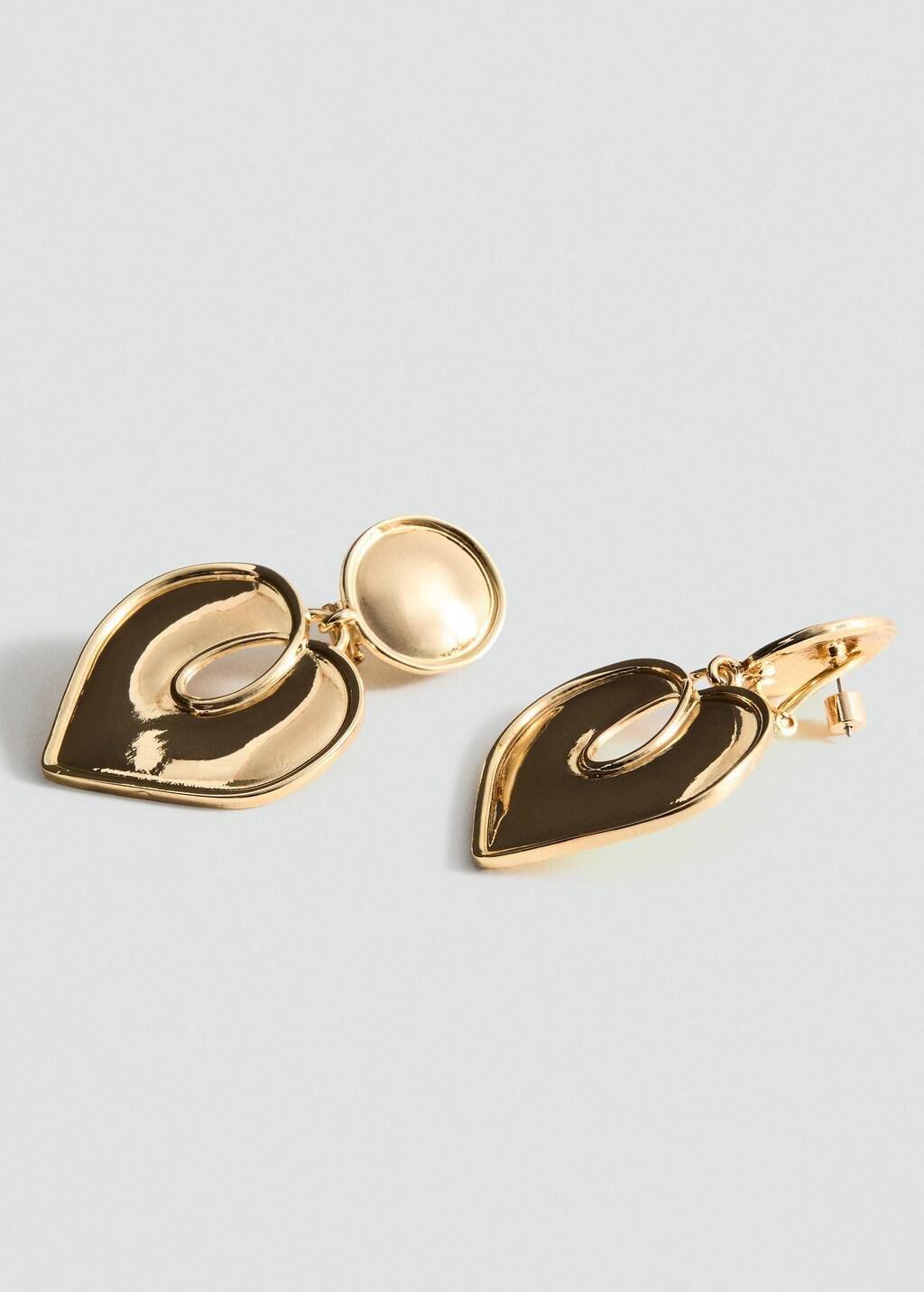 Gold Textured Heart Earrings, Gold, large image number 0